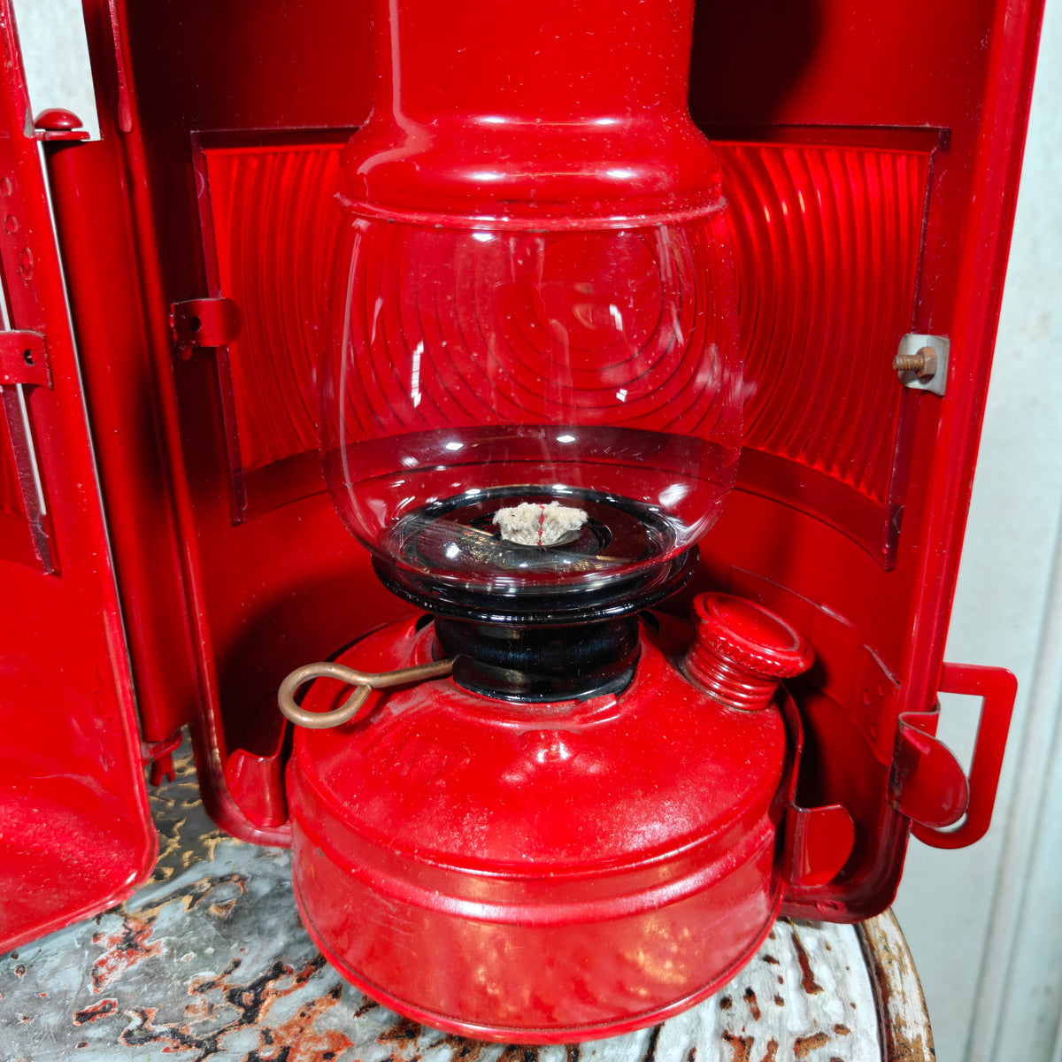 NOS Vintage Nicoln Flashing Hurricane Lantern – Belgian Petroleum Road Worker Warning Lamp