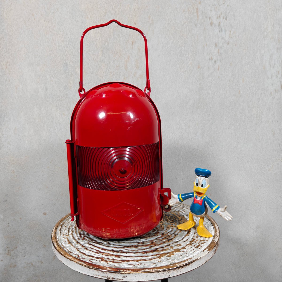 NOS Vintage Nicoln Flashing Hurricane Lantern – Belgian Petroleum Road Worker Warning Lamp