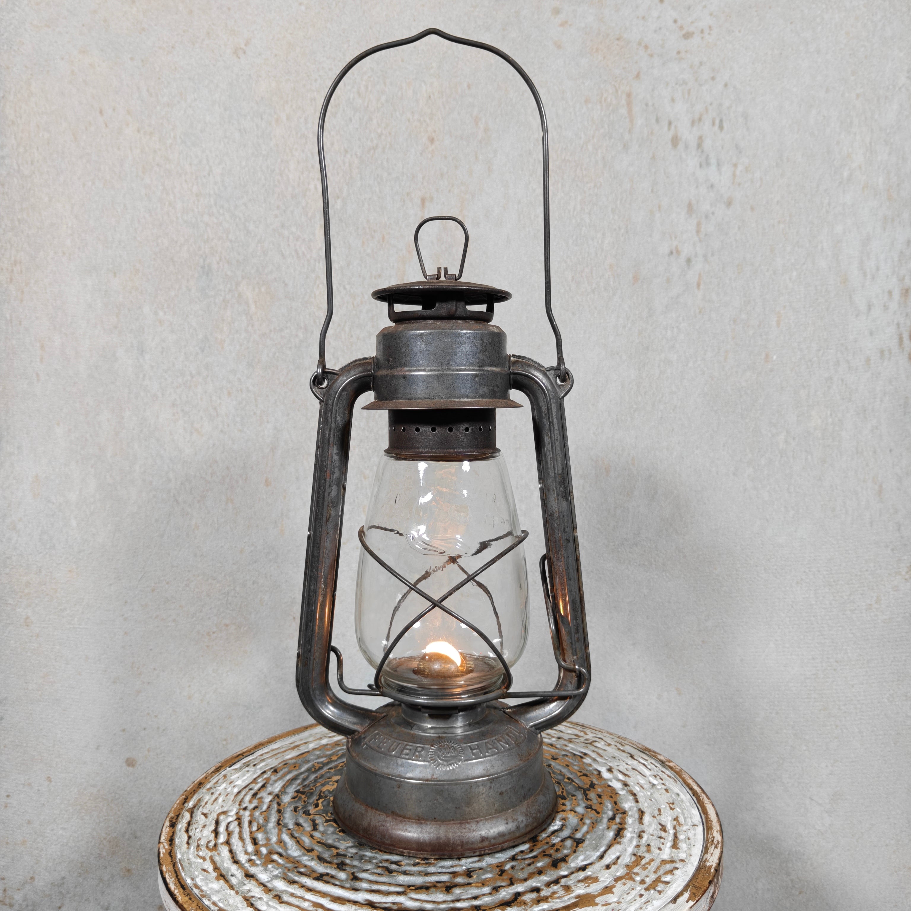 Rare Vintage Feuerhand 252 Hurricane Lantern – Post-War German Oil Lantern with Marked Glass