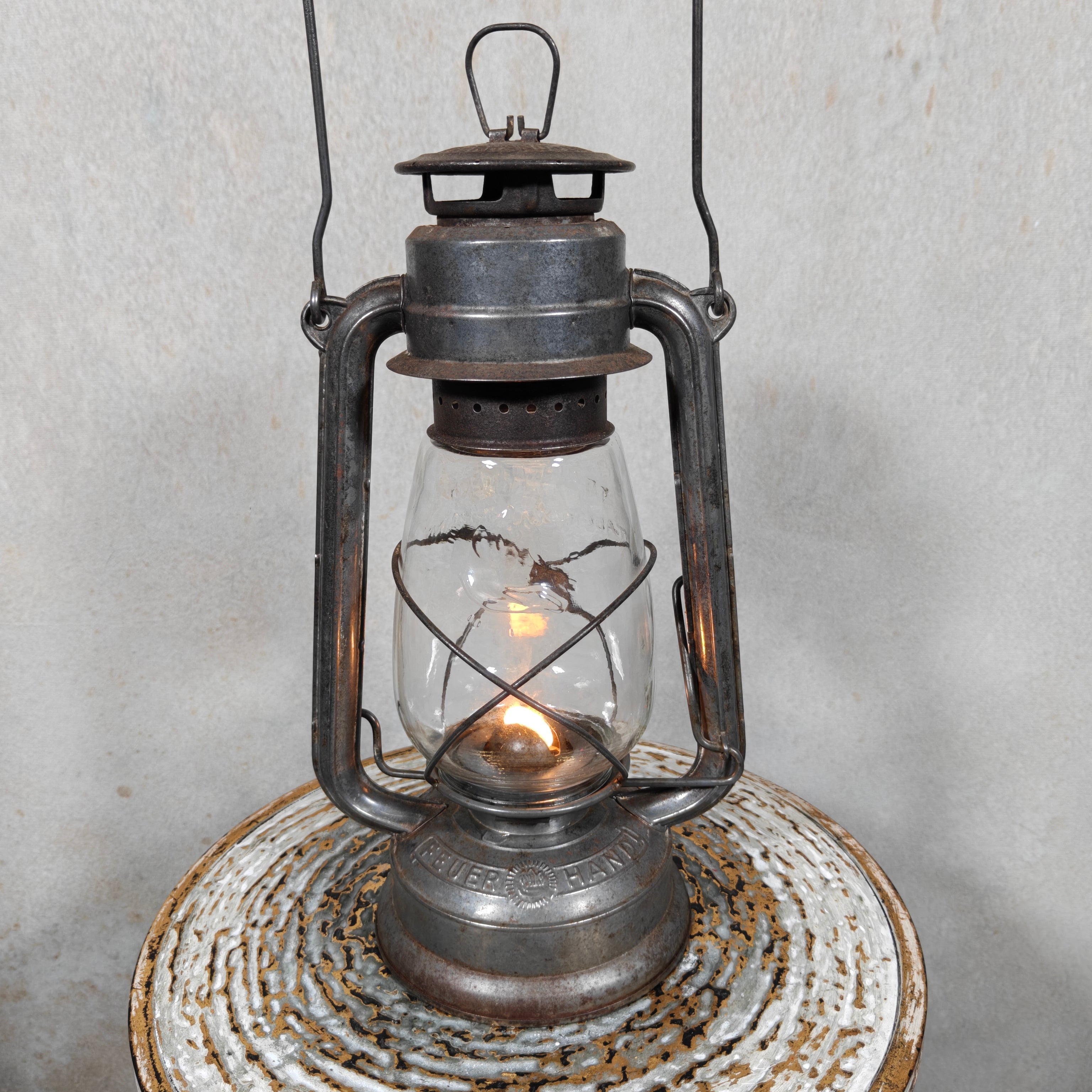 Rare Vintage Feuerhand 252 Hurricane Lantern – Post-War German Oil Lantern with Marked Glass