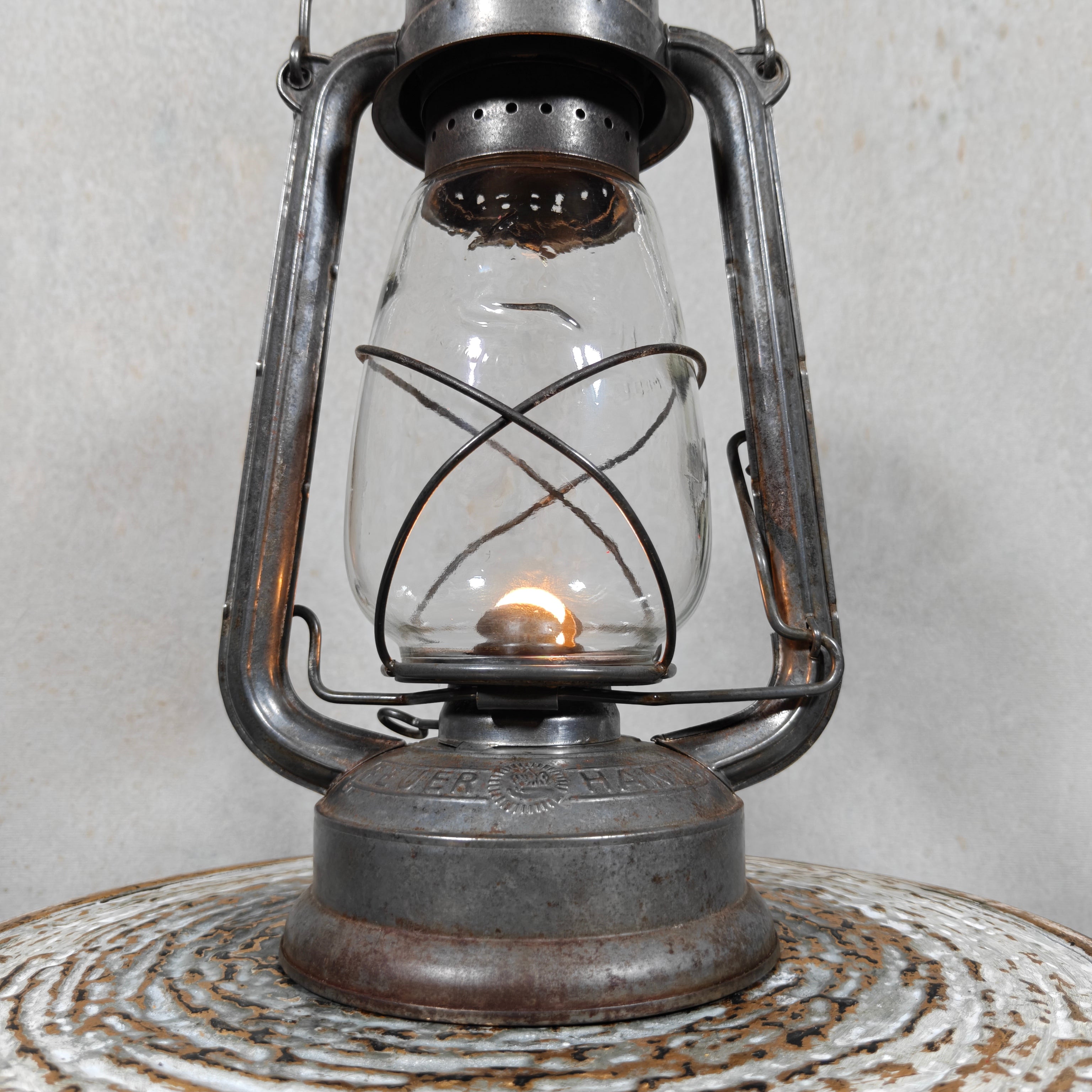 Rare Vintage Feuerhand 252 Hurricane Lantern – Post-War German Oil Lantern with Marked Glass