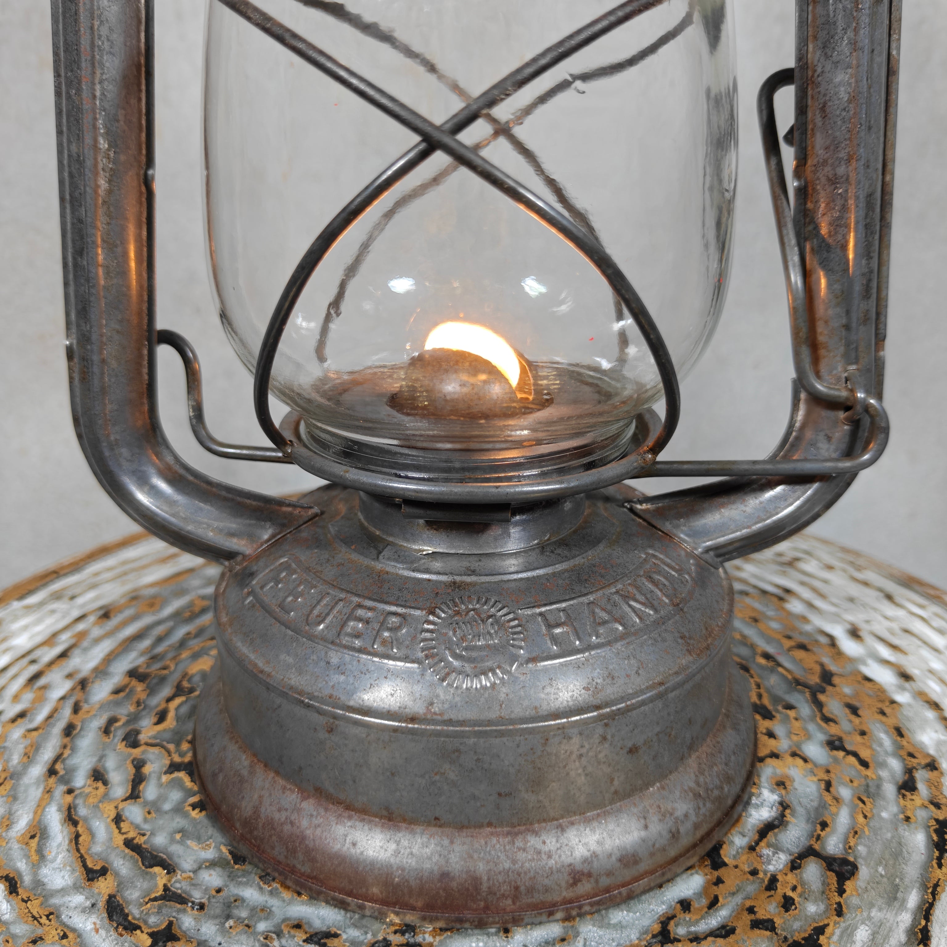 Rare Vintage Feuerhand 252 Hurricane Lantern – Post-War German Oil Lantern with Marked Glass