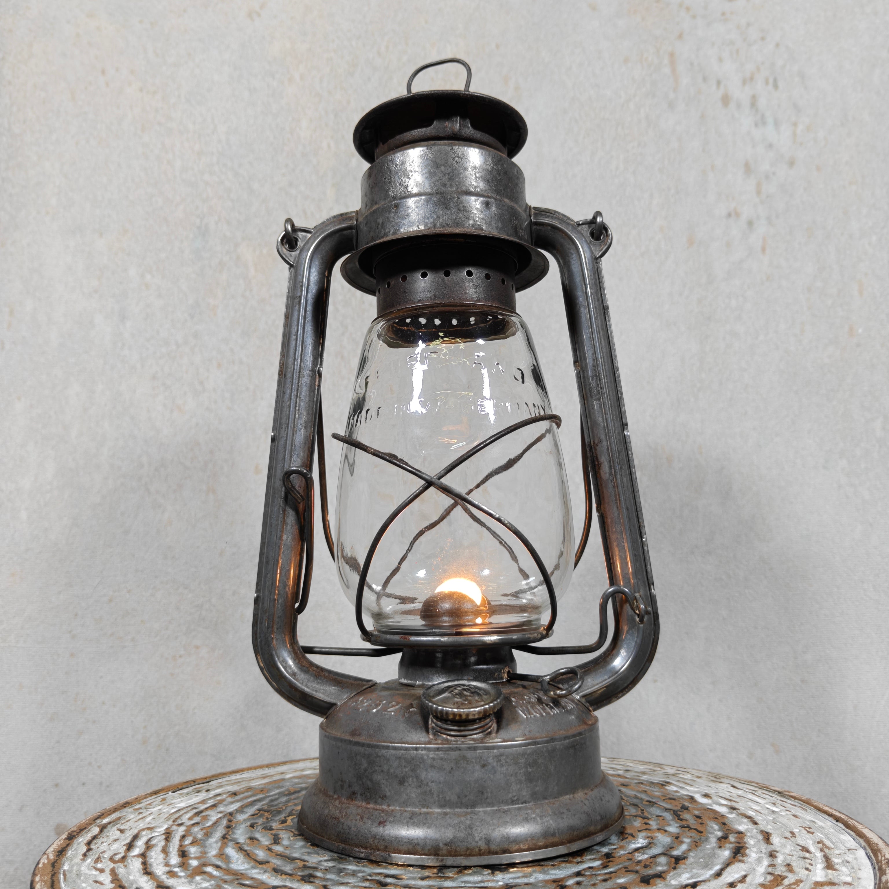 Rare Vintage Feuerhand 252 Hurricane Lantern – Post-War German Oil Lantern with Marked Glass