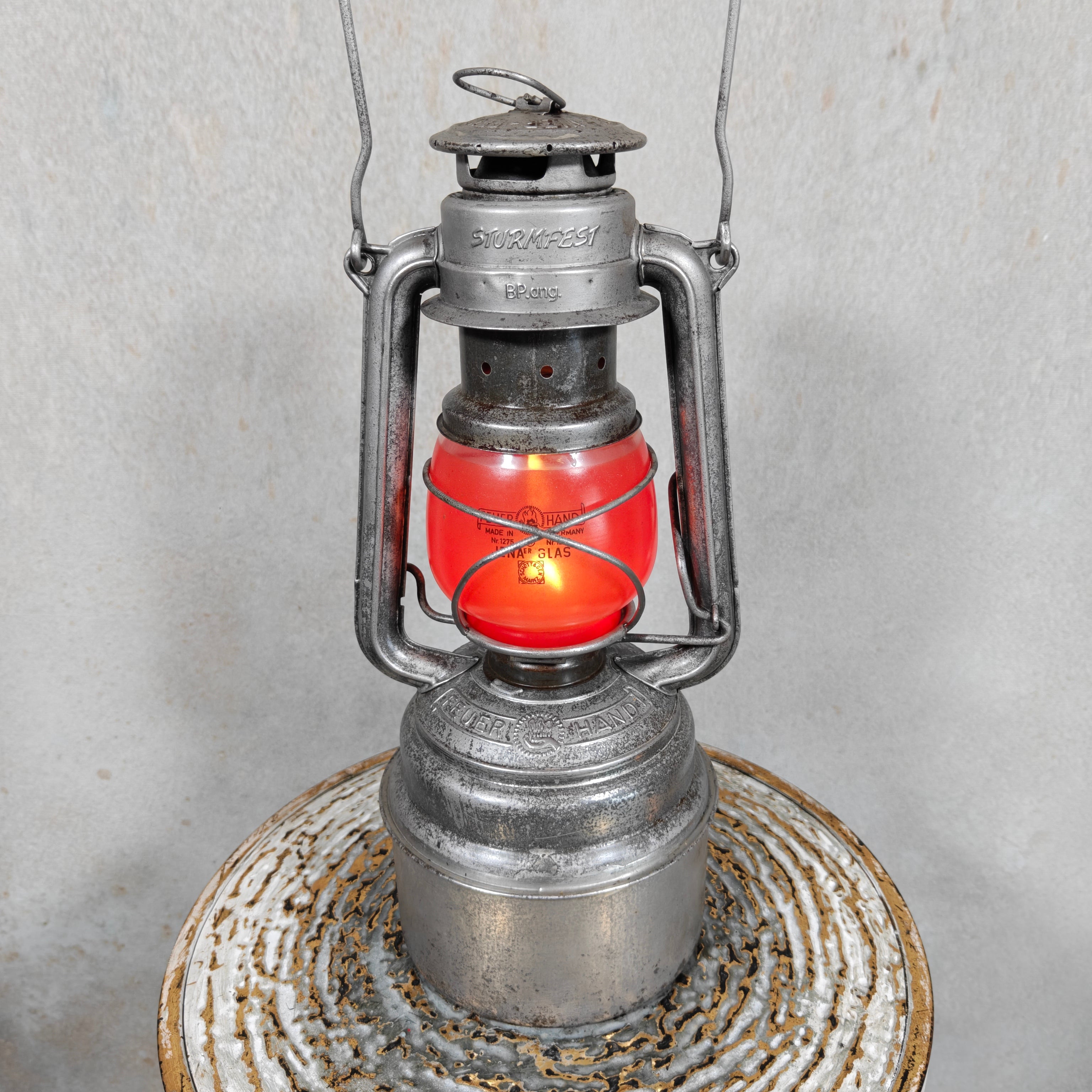 Rare Feuerhand 276/70 Baby Special Hurricane Lantern with Red Glass – West Germany Long Burn Lantern