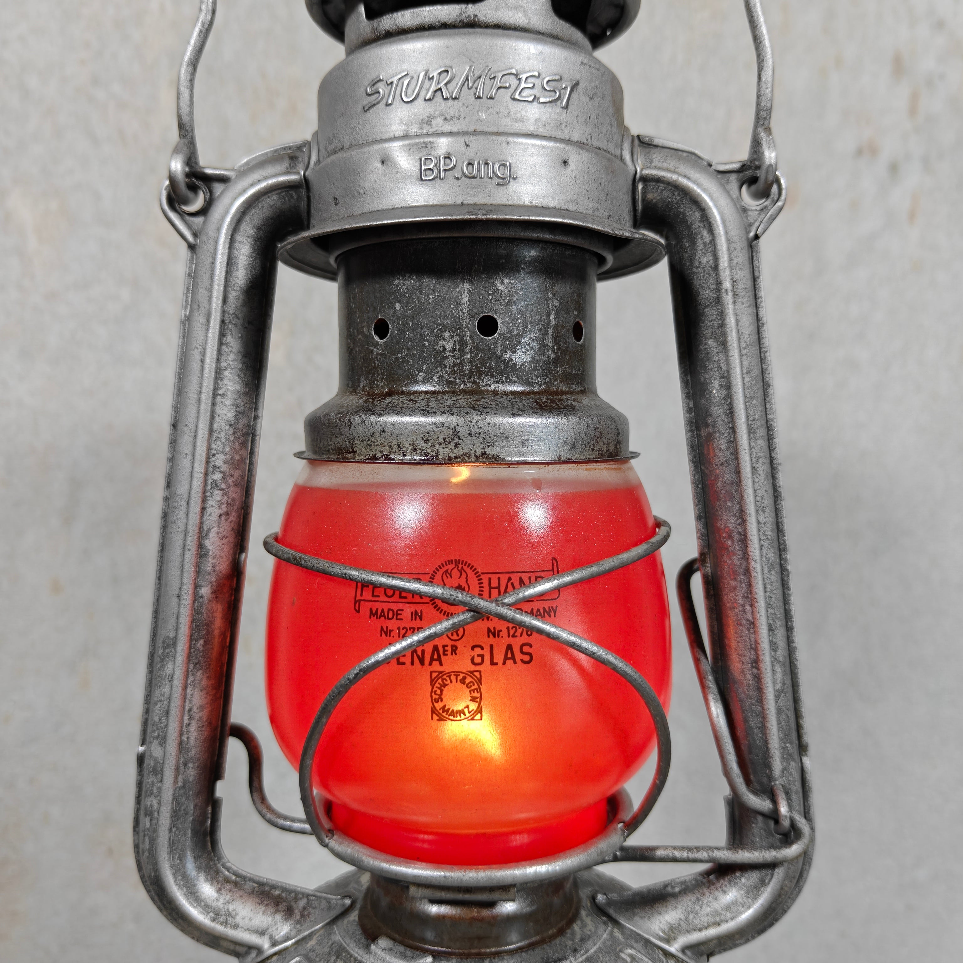 Rare Feuerhand 276/70 Baby Special Hurricane Lantern with Red Glass – West Germany Long Burn Lantern
