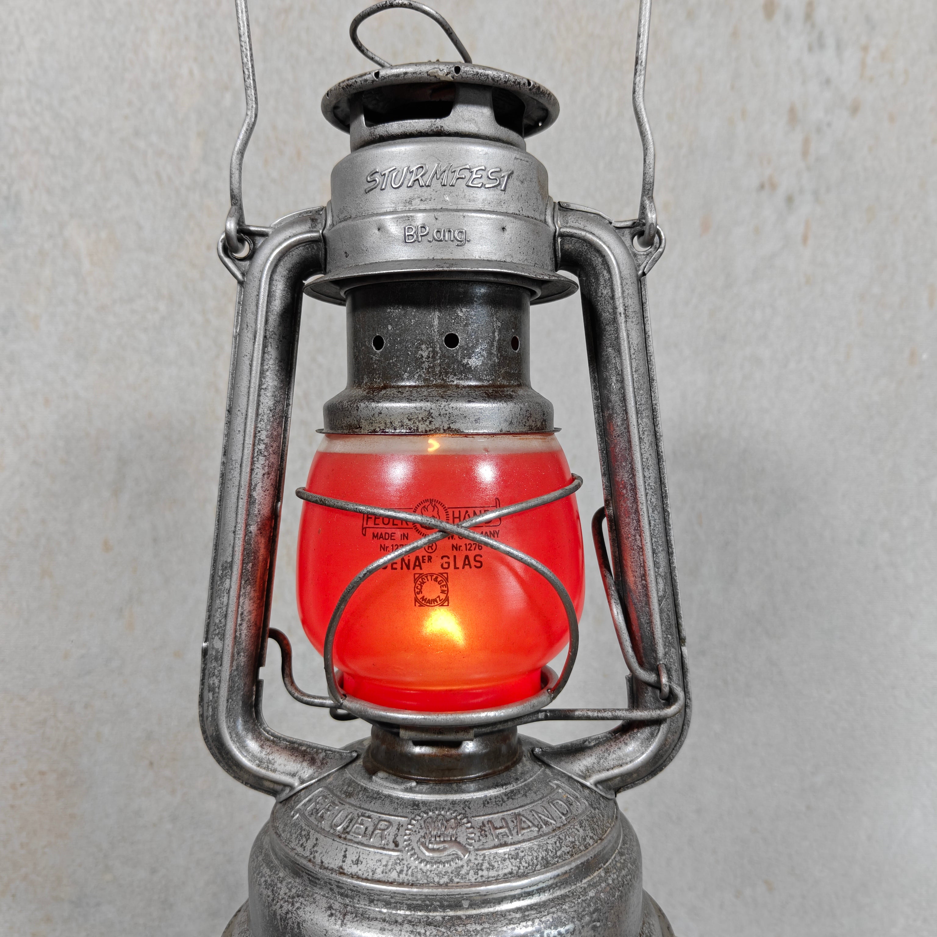 Rare Feuerhand 276/70 Baby Special Hurricane Lantern with Red Glass – West Germany Long Burn Lantern