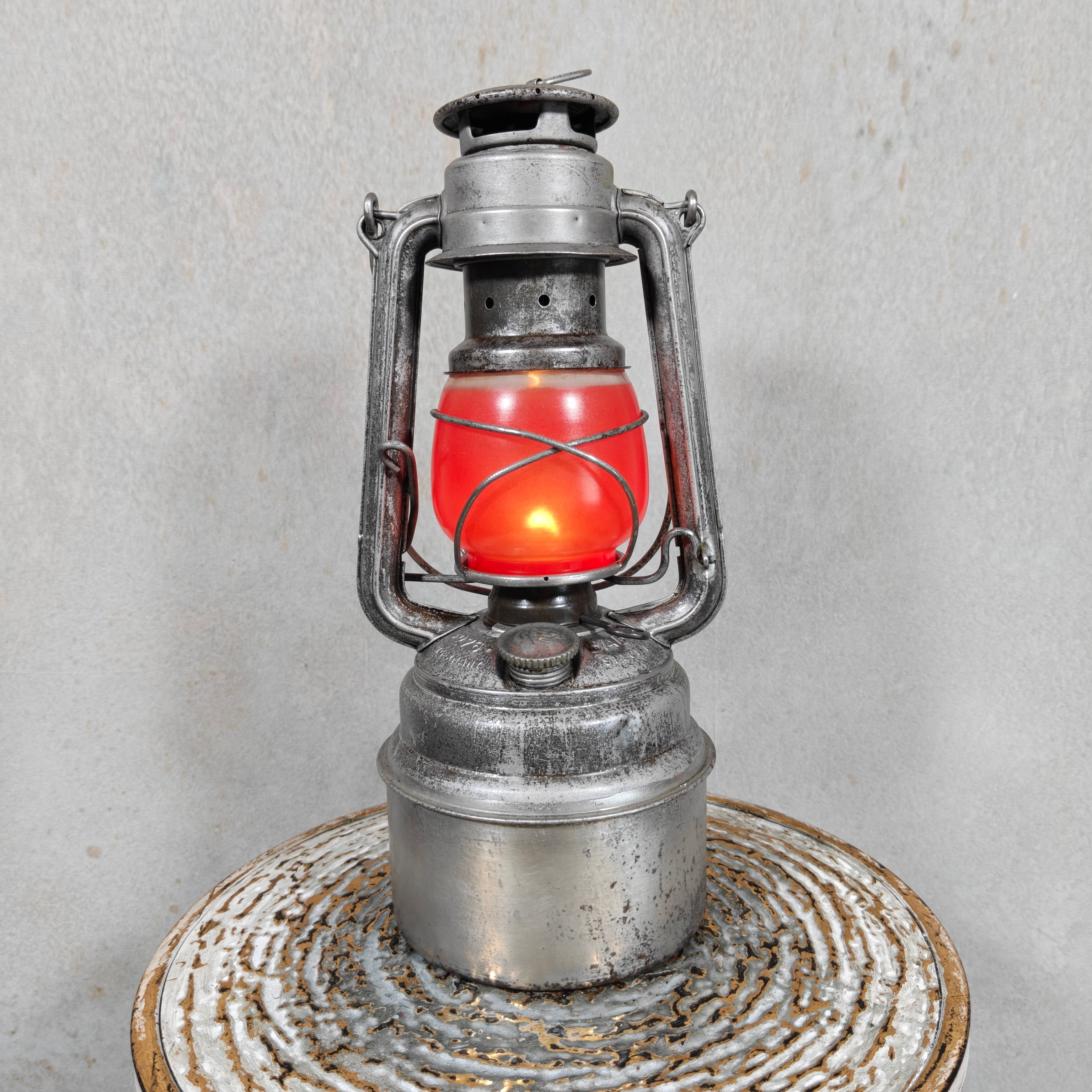 Rare Feuerhand 276/70 Baby Special Hurricane Lantern with Red Glass – West Germany Long Burn Lantern