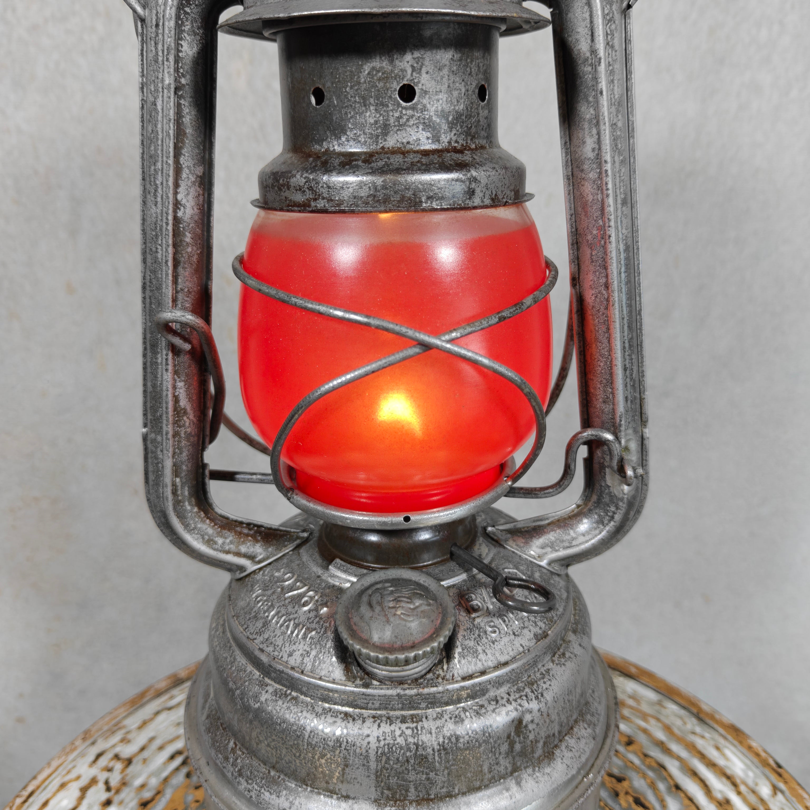 Rare Feuerhand 276/70 Baby Special Hurricane Lantern with Red Glass – West Germany Long Burn Lantern