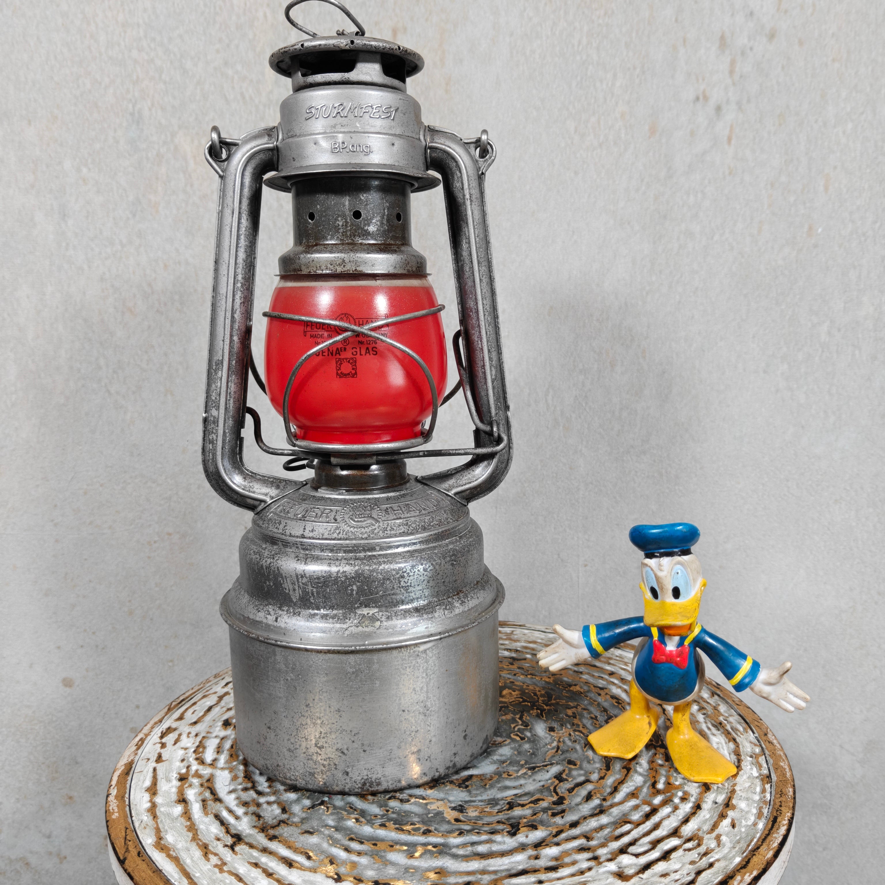 Rare Feuerhand 276/70 Baby Special Hurricane Lantern with Red Glass – West Germany Long Burn Lantern
