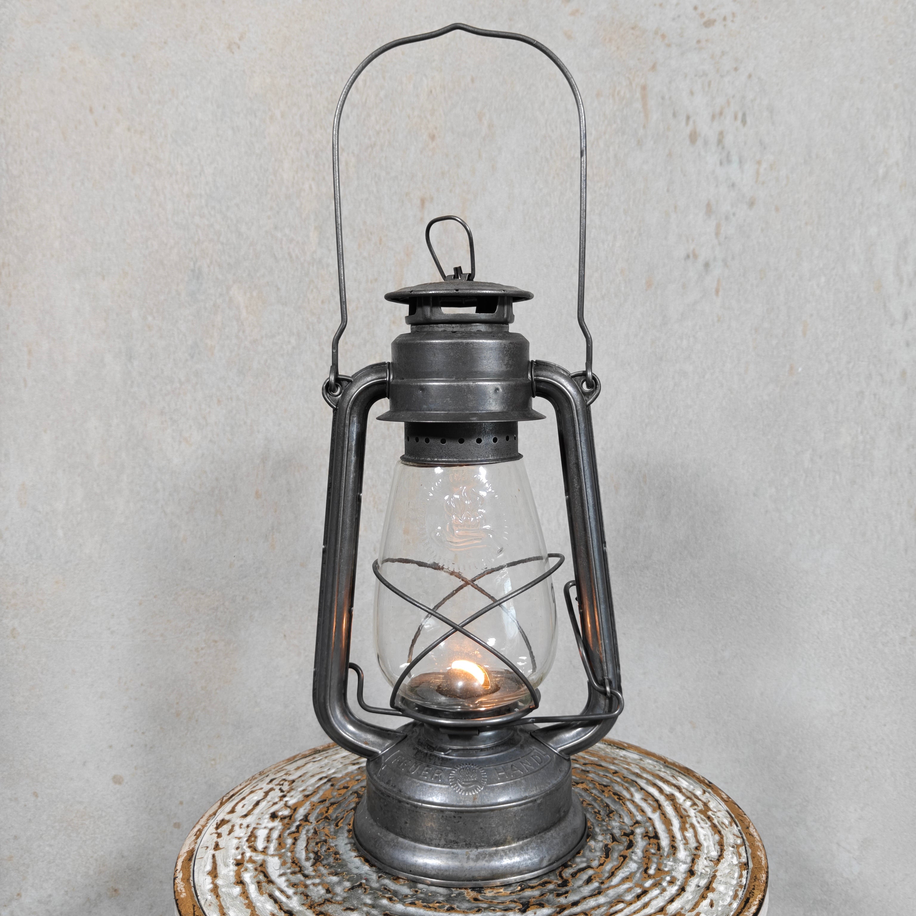 Rare Vintage Feuerhand 252 Hurricane Lantern with Marked 252 Glass – Post-War German Oil Lantern