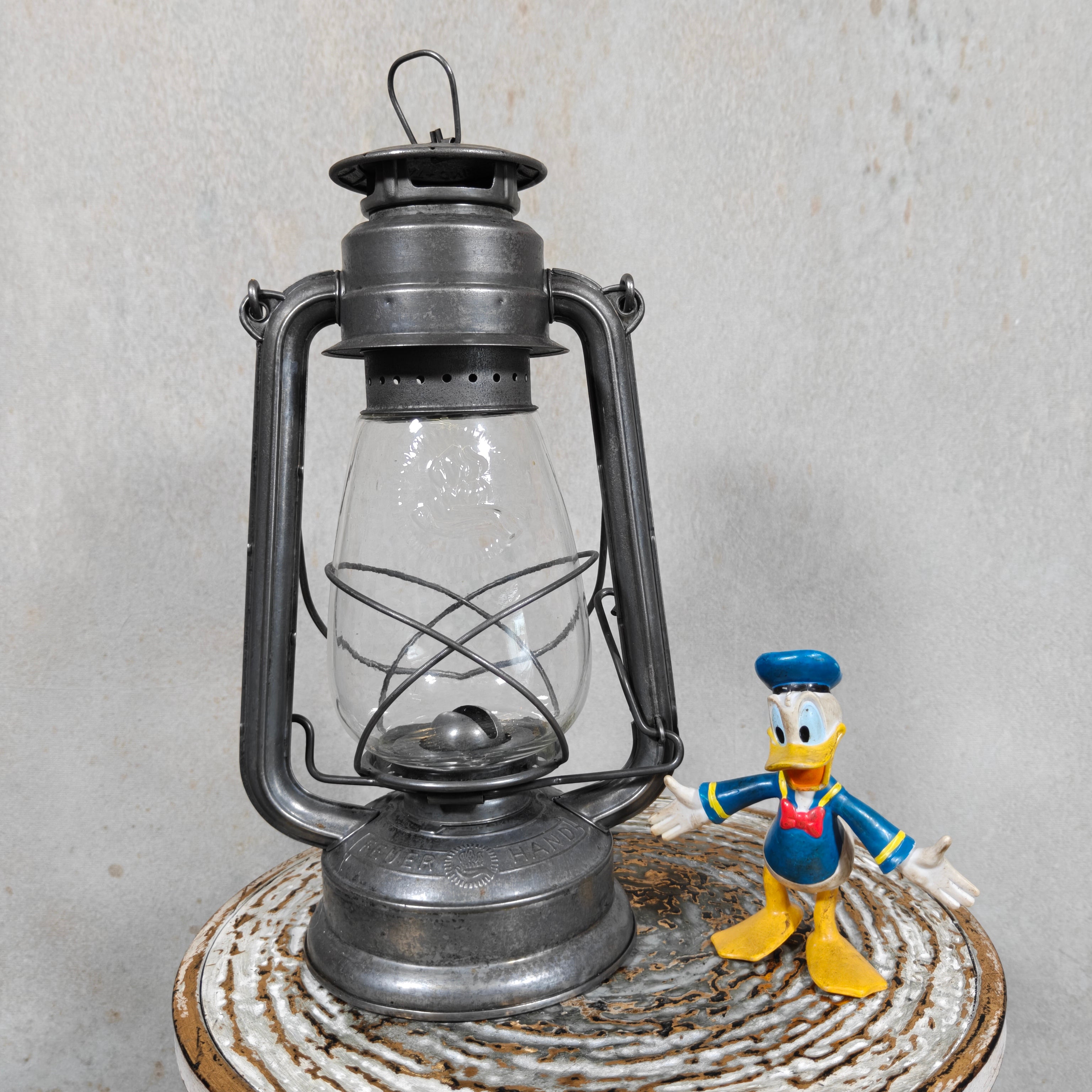 Rare Vintage Feuerhand 252 Hurricane Lantern with Marked 252 Glass – Post-War German Oil Lantern