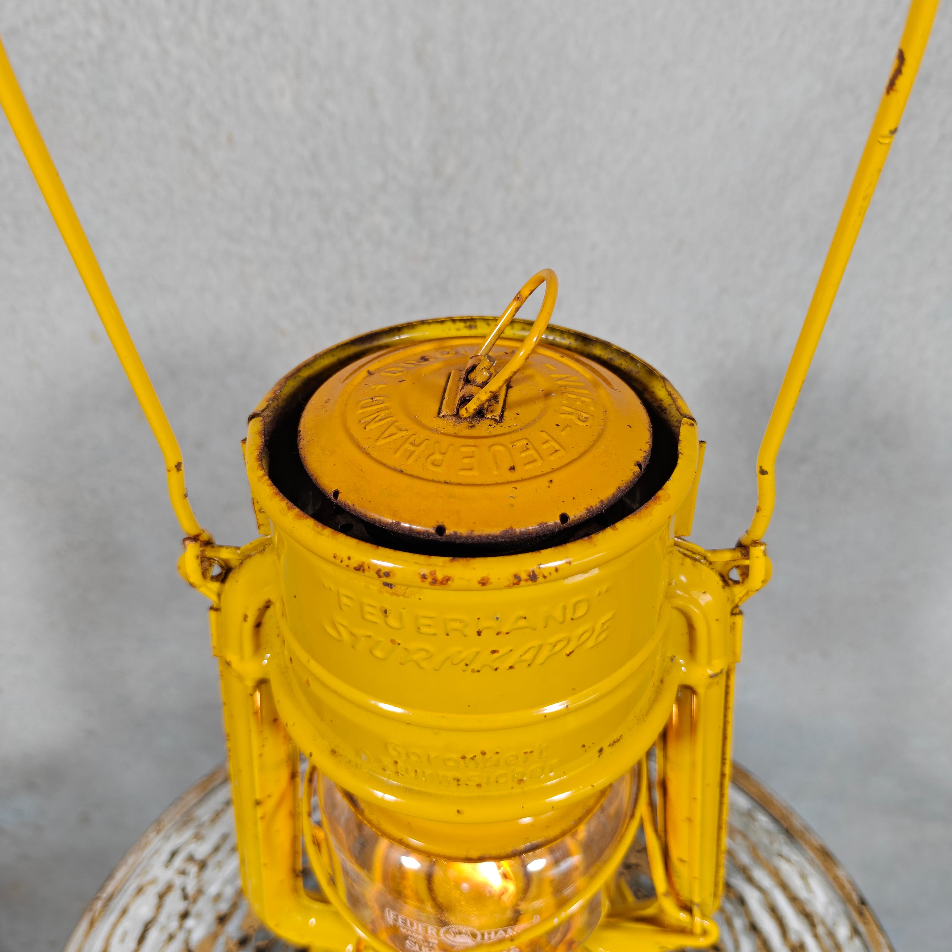 Vintage Yellow Feuerhand Baby 276 Hurricane Lantern – West Germany Roadwork Safety Lantern