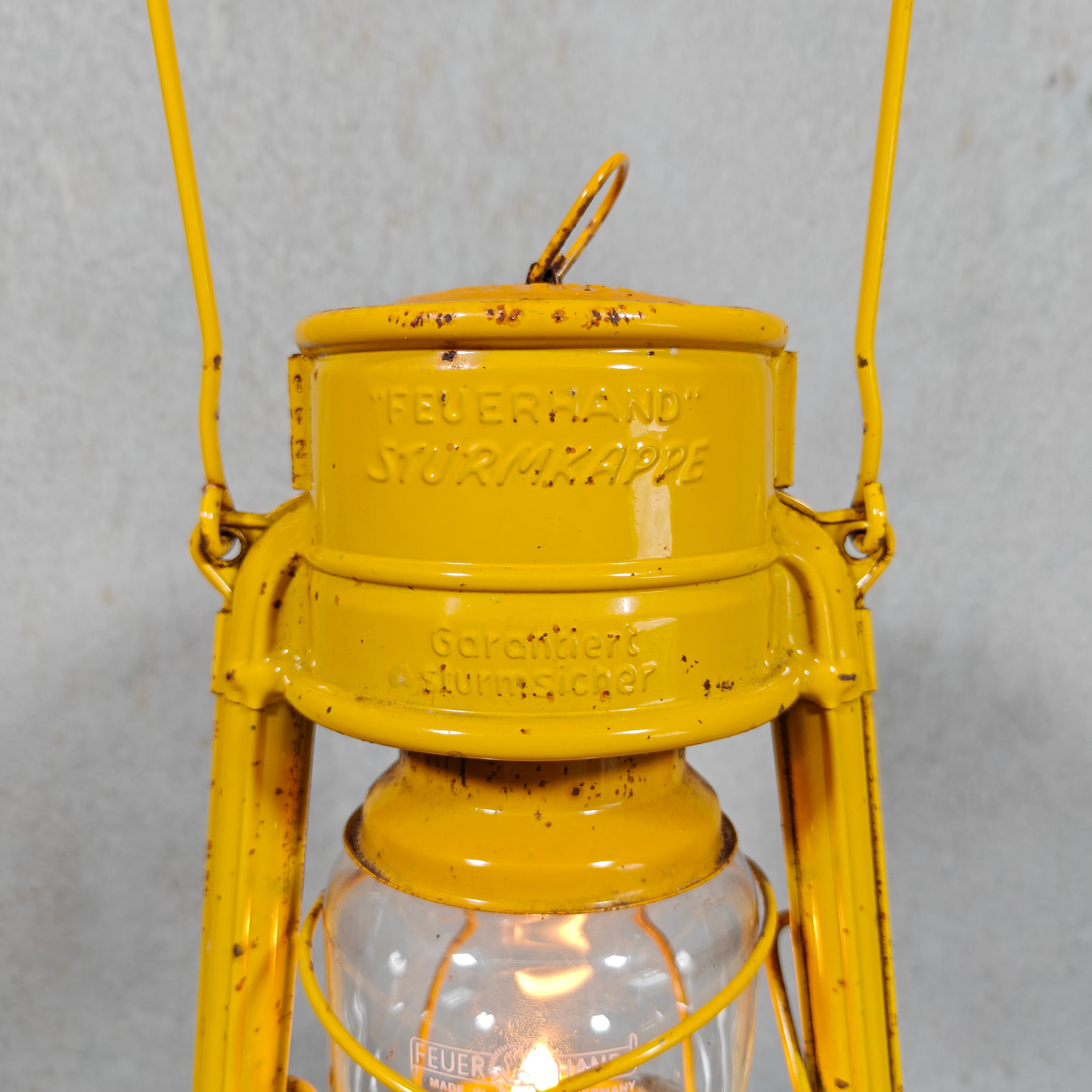Vintage Yellow Feuerhand Baby 276 Hurricane Lantern – West Germany Roadwork Safety Lantern
