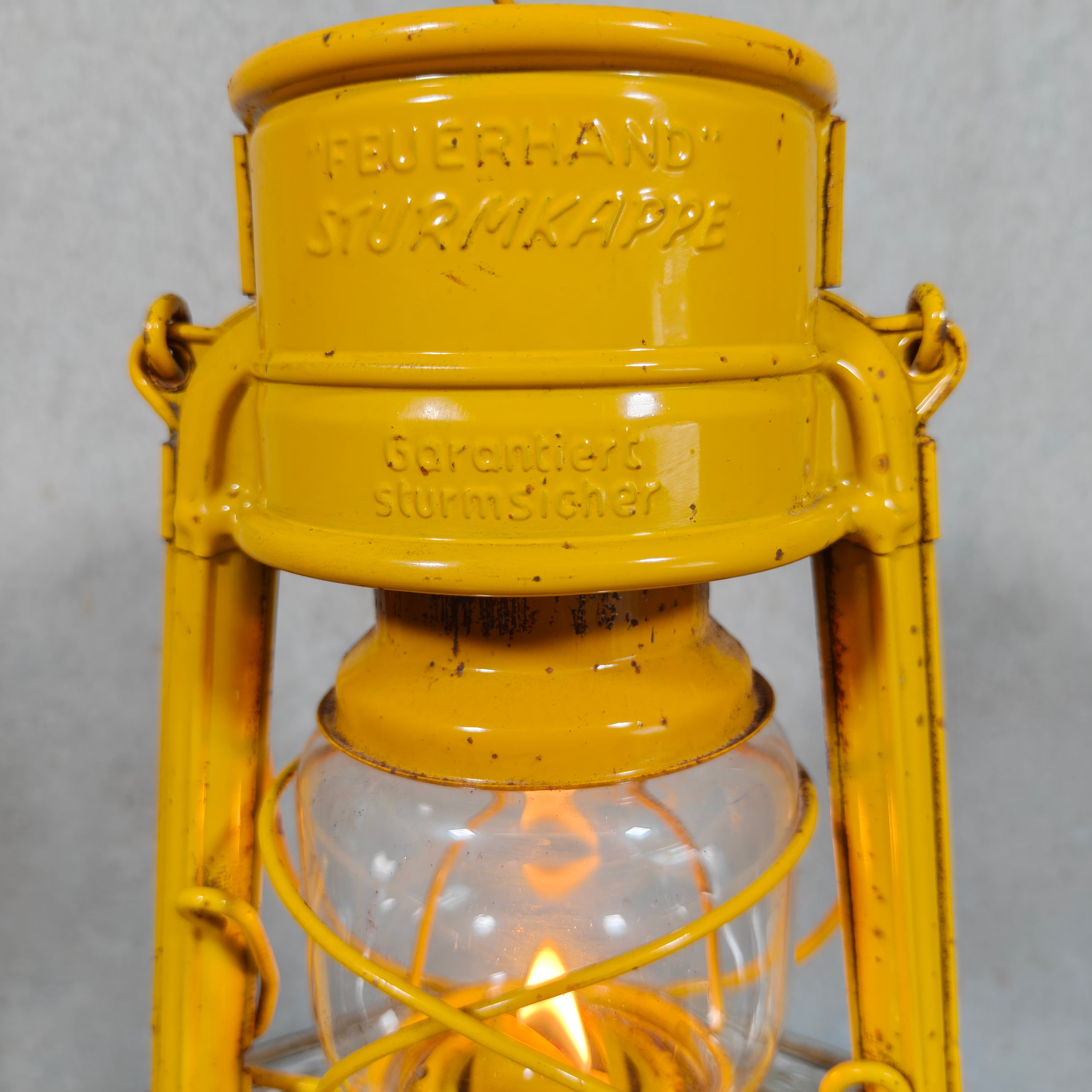 Vintage Yellow Feuerhand Baby 276 Hurricane Lantern – West Germany Roadwork Safety Lantern