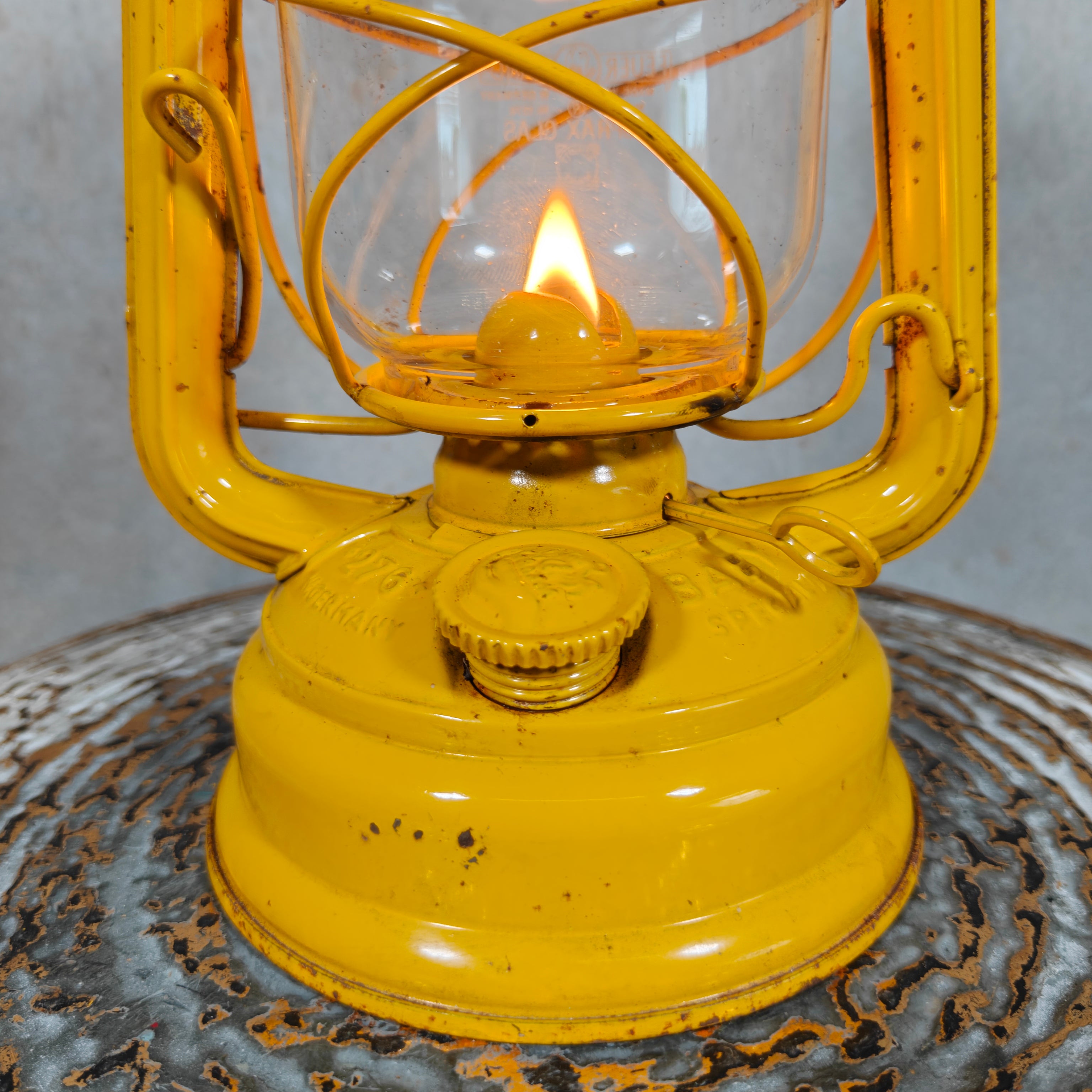 Vintage Yellow Feuerhand Baby 276 Hurricane Lantern – West Germany Roadwork Safety Lantern