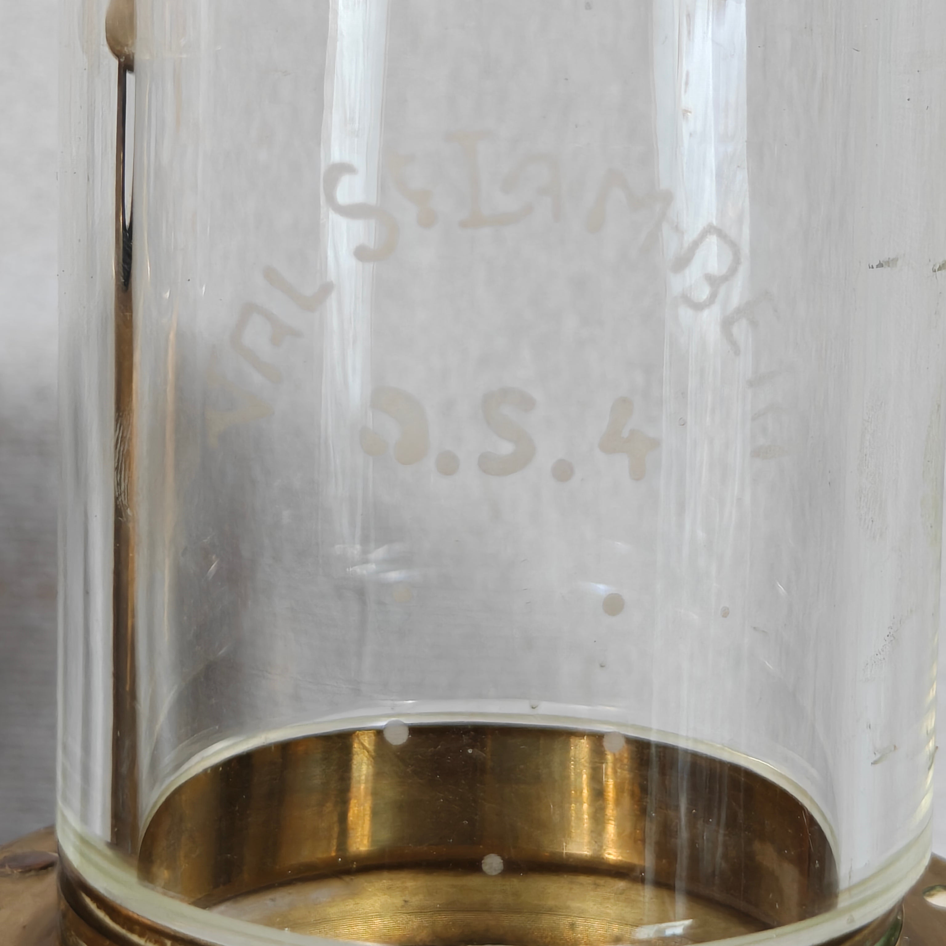 Vintage Belgian Miner’s Lamp by Hubert Joris with Val Saint Lambert Glass – Master Miner Oil Lamp
