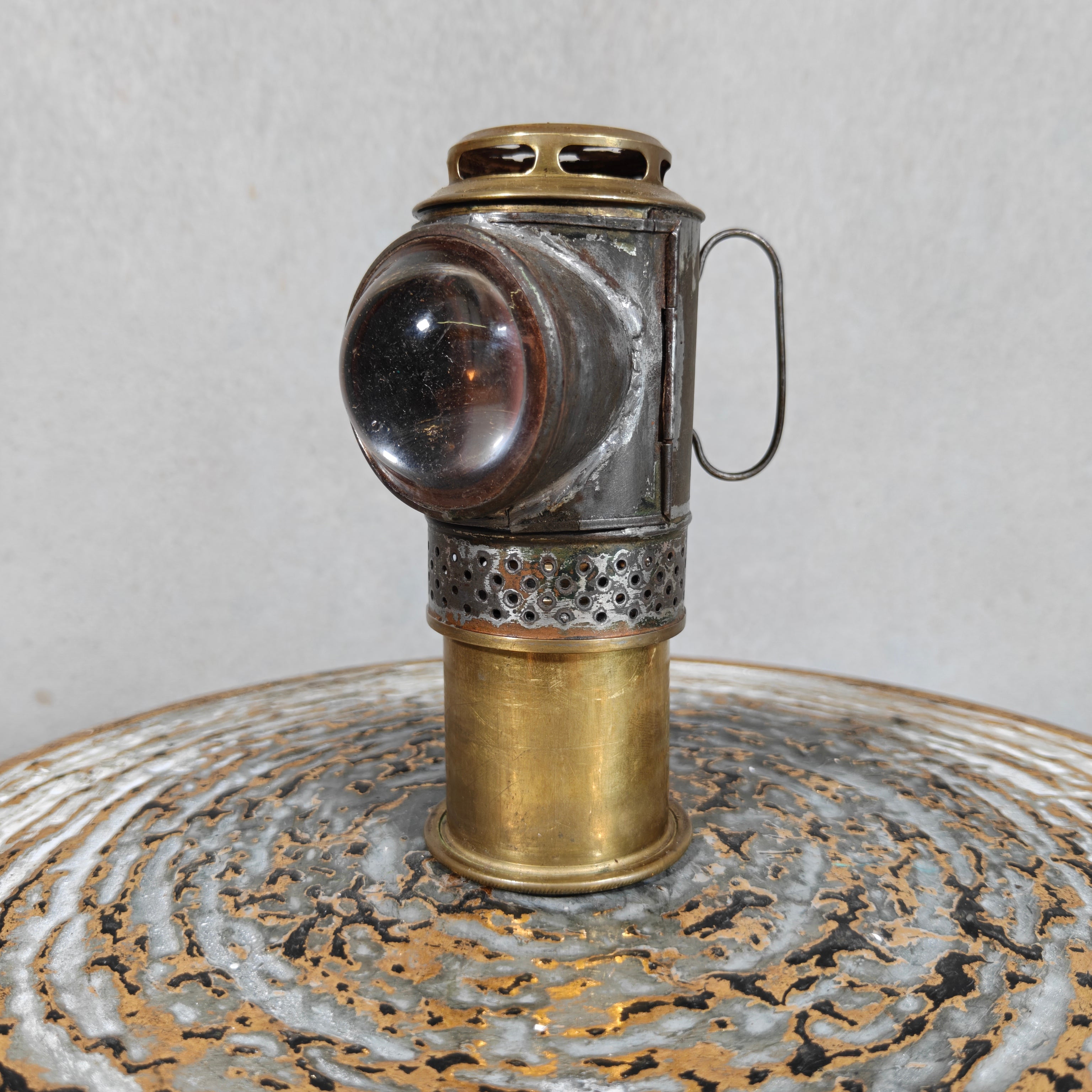 Rare Antique Bullseye Travel Lantern – Miniature Expandable Oil Hand Lantern circa 1900