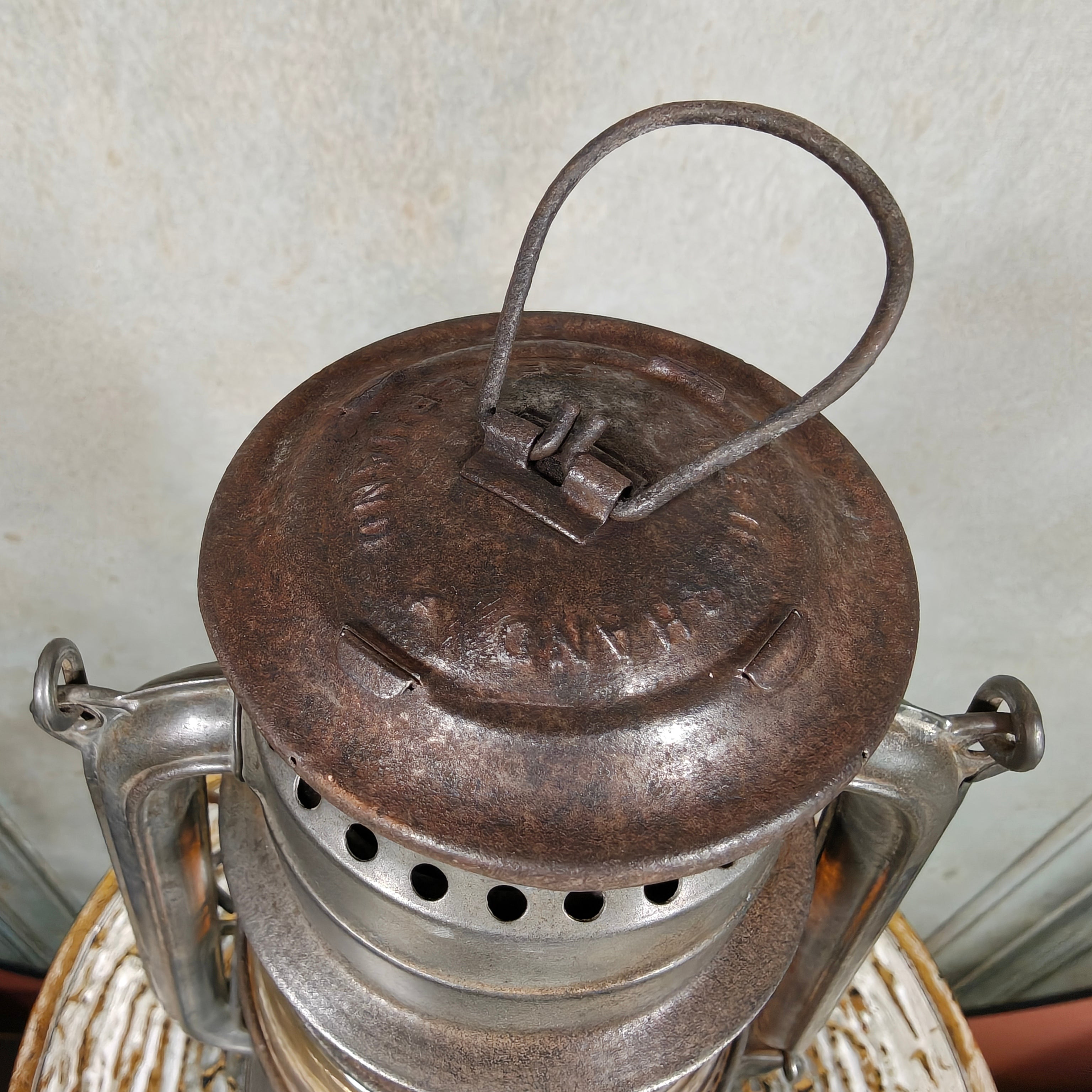 Rare Pre-War Feuerhand 270 Superflam Hurricane Lantern with Floral Glass – French Export Model