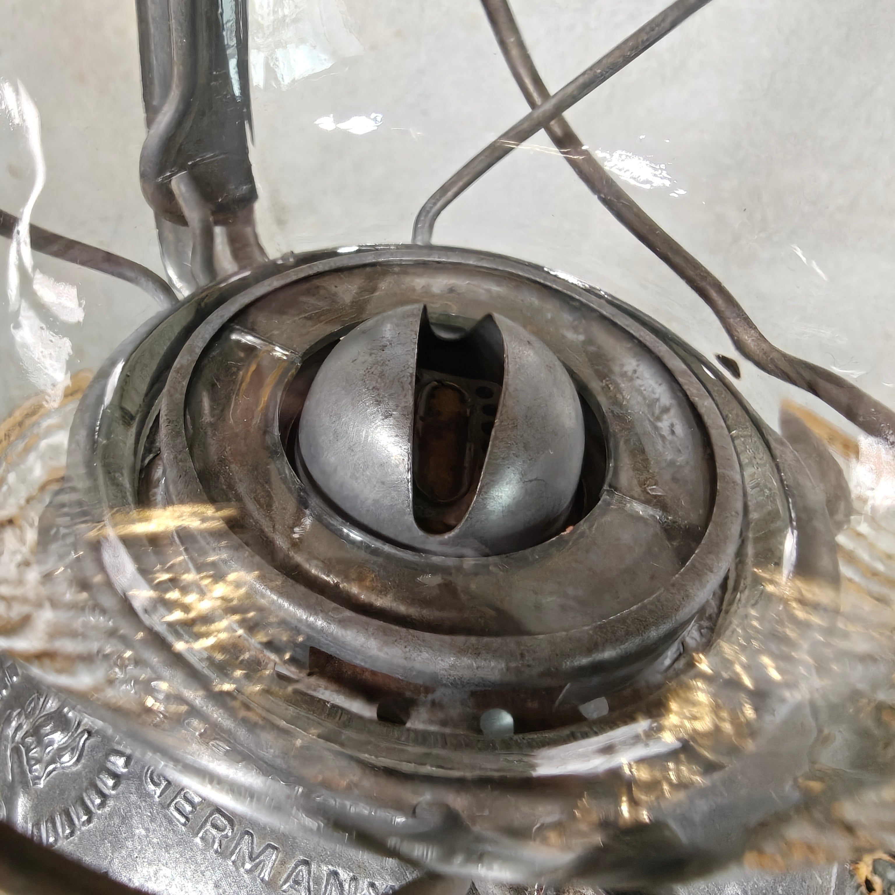Rare Pre-War Feuerhand 270 Superflam Hurricane Lantern with Floral Glass – French Export Model