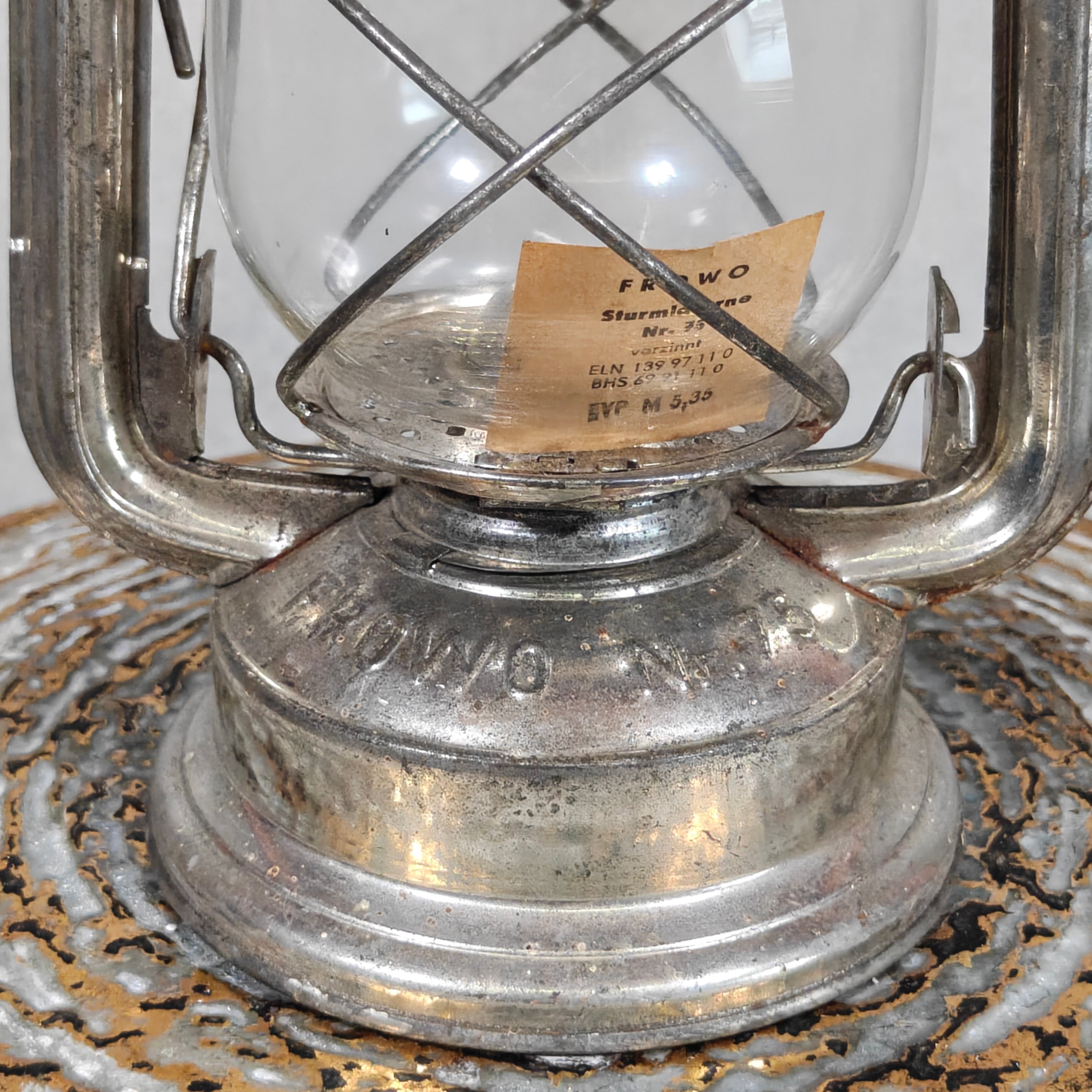 NOS Vintage Frowo No. 75 Hurricane Lantern with Original Tag – Unused 1960s/70s Oil Lantern