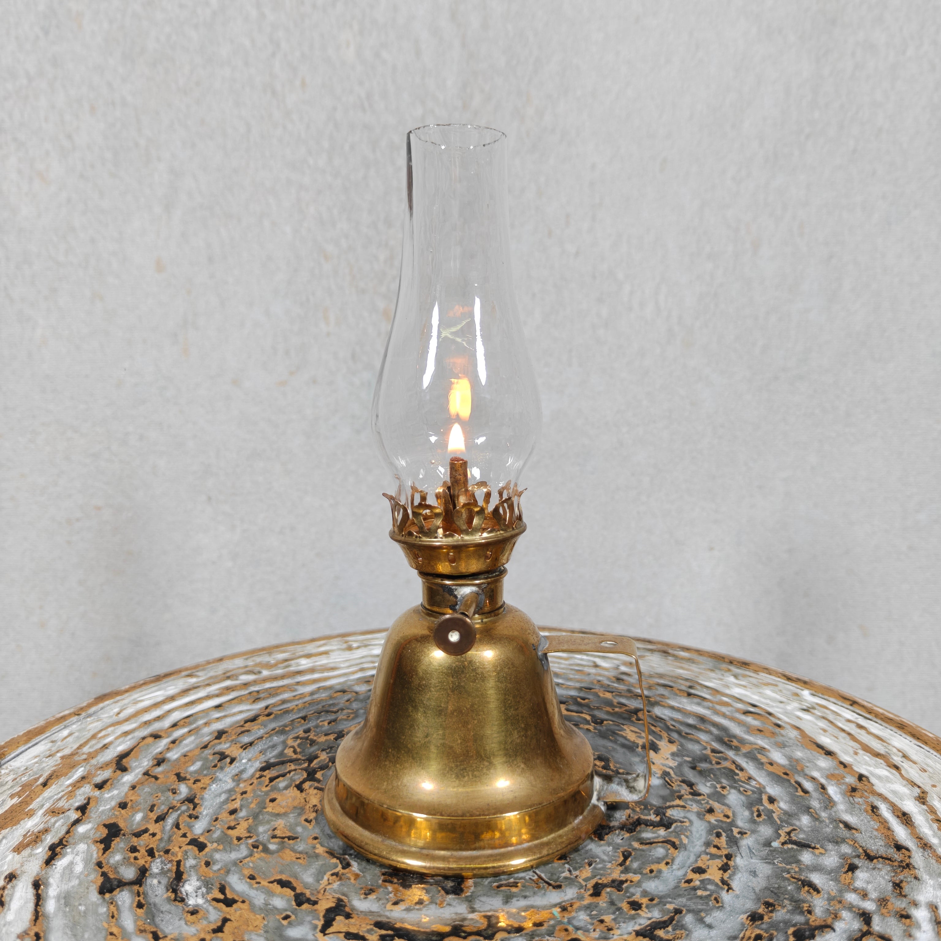 Rare French Brass Oil Lamp – Lampe Lefeuvre à Essence – 1930s