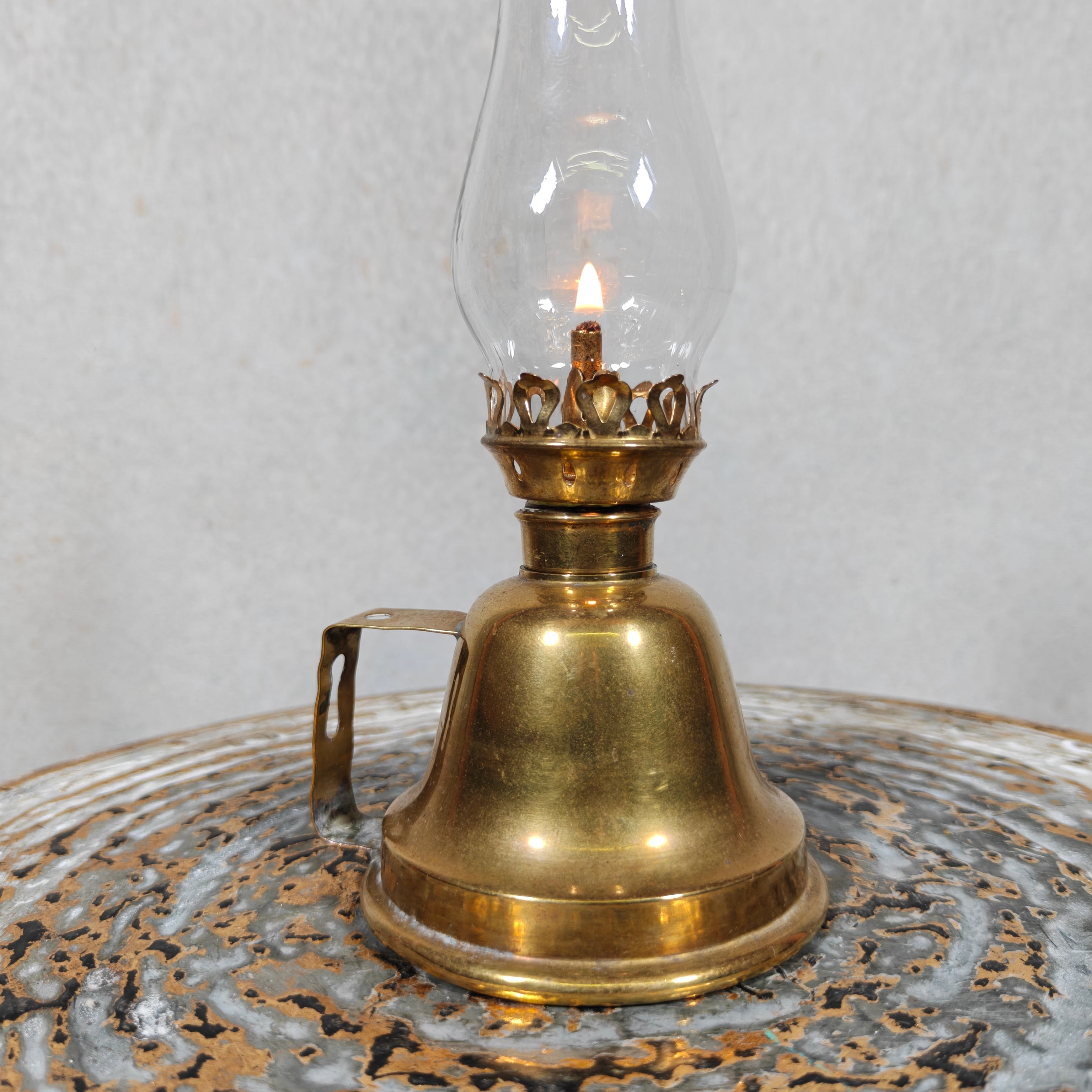 Rare French Brass Oil Lamp – Lampe Lefeuvre à Essence – 1930s