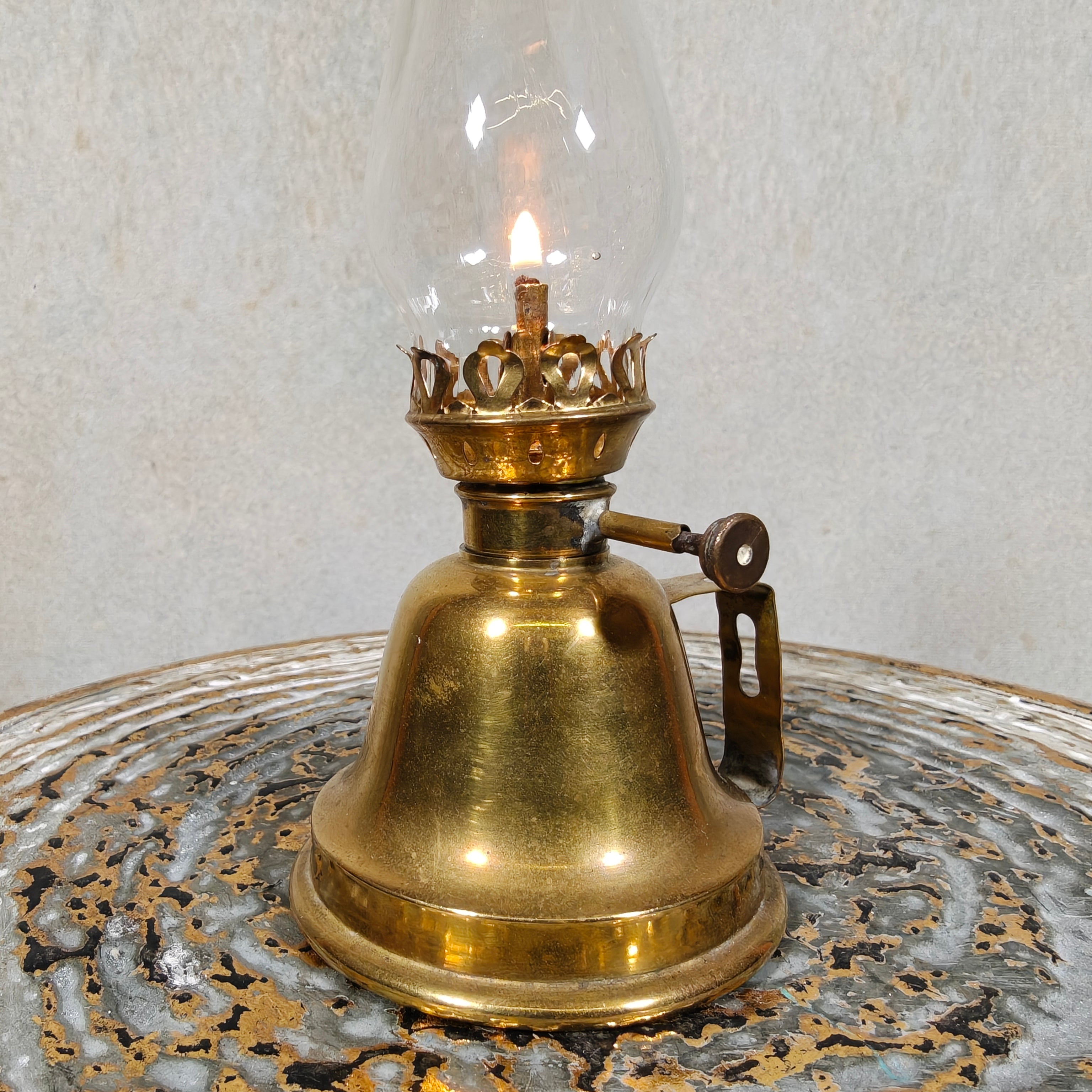 Rare French Brass Oil Lamp – Lampe Lefeuvre à Essence – 1930s