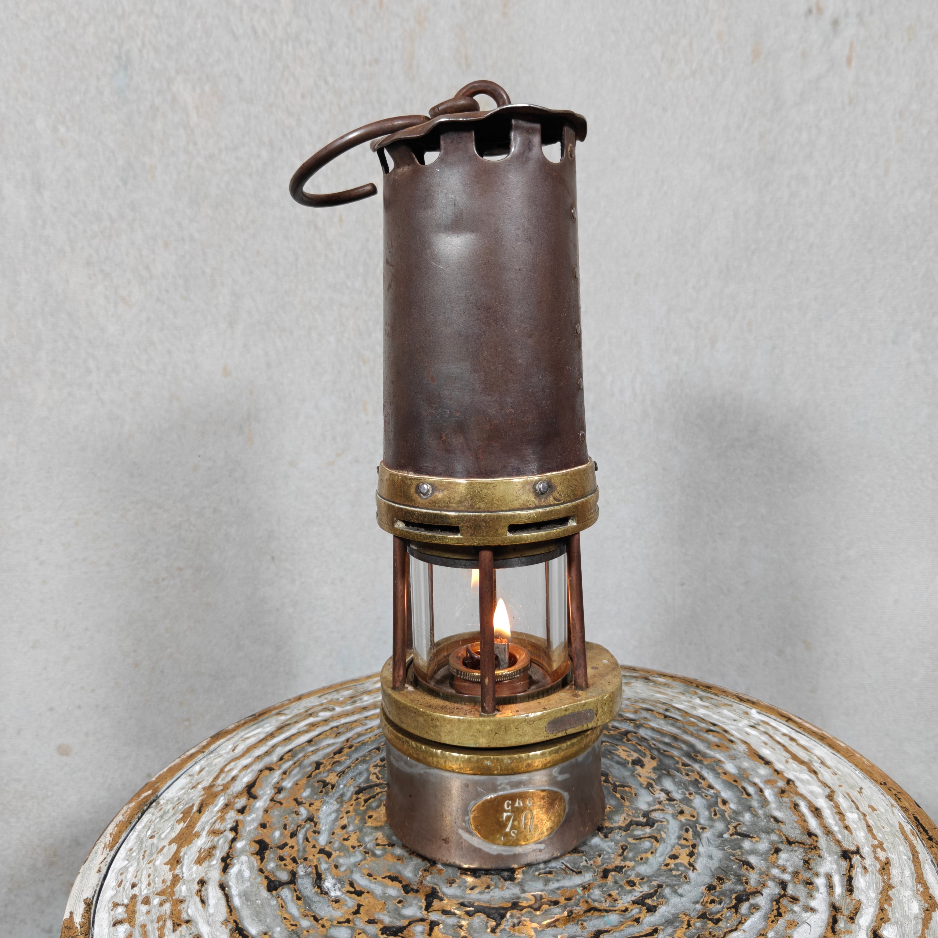 Heavy Belgian Mining Lamp – Camille Cornil Gilly – Early 1900s