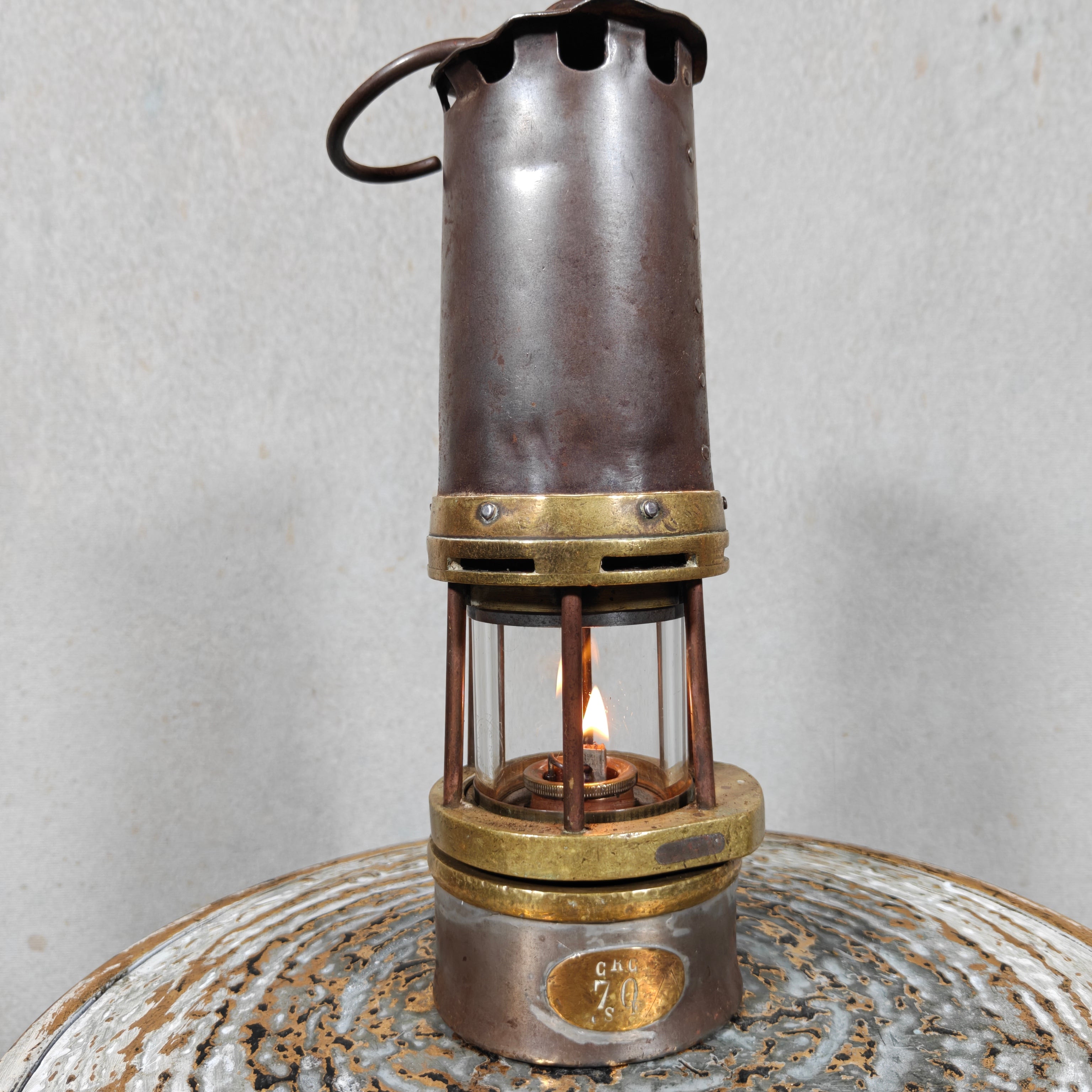 Heavy Belgian Mining Lamp – Camille Cornil Gilly – Early 1900s