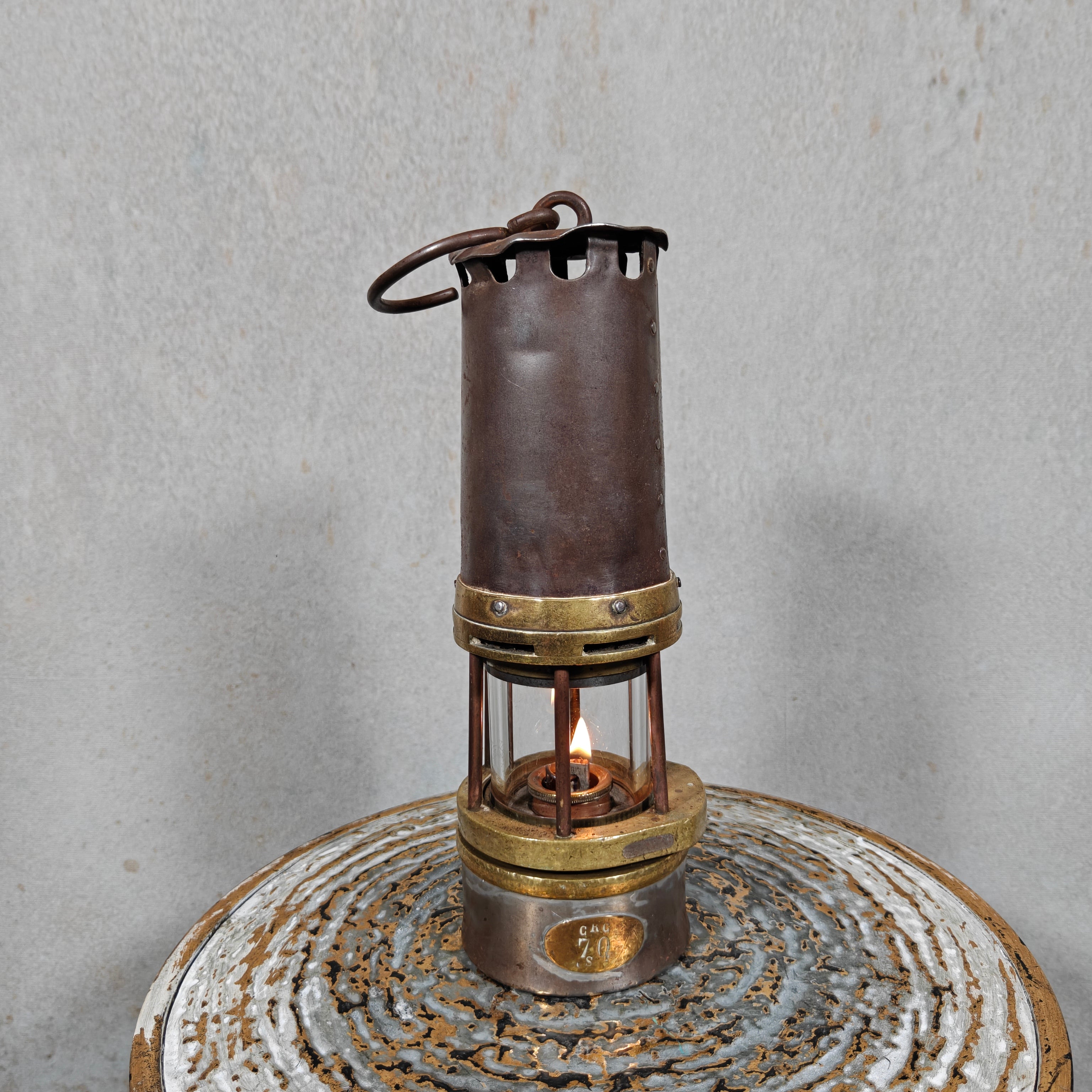 Heavy Belgian Mining Lamp – Camille Cornil Gilly – Early 1900s