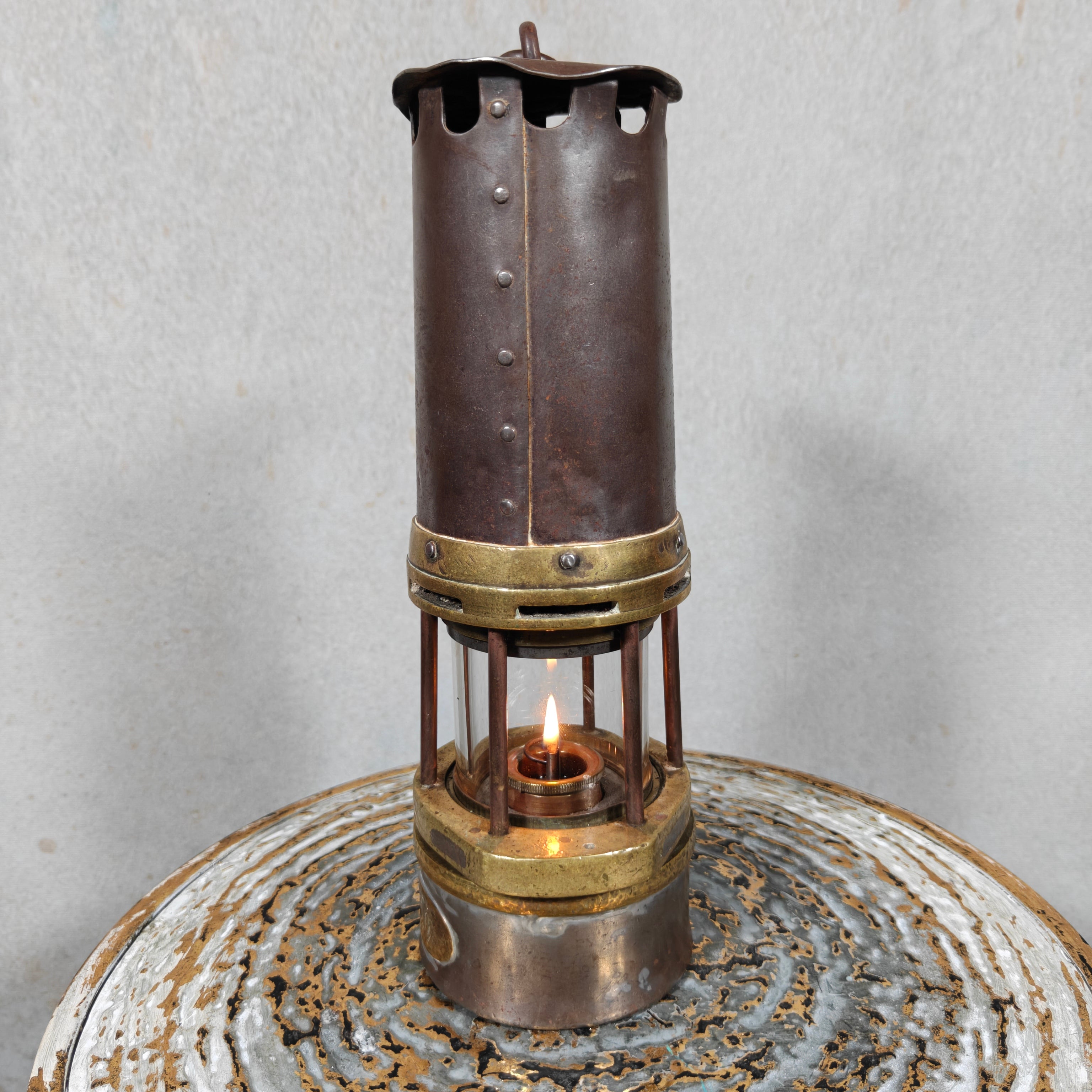 Heavy Belgian Mining Lamp – Camille Cornil Gilly – Early 1900s