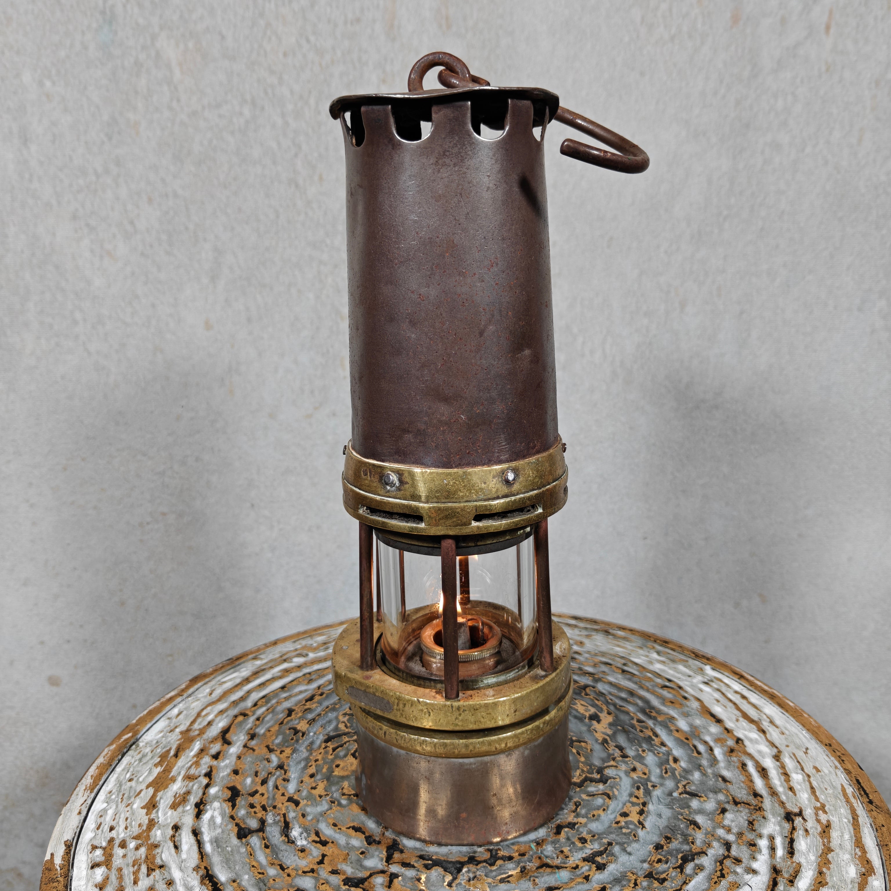 Heavy Belgian Mining Lamp – Camille Cornil Gilly – Early 1900s