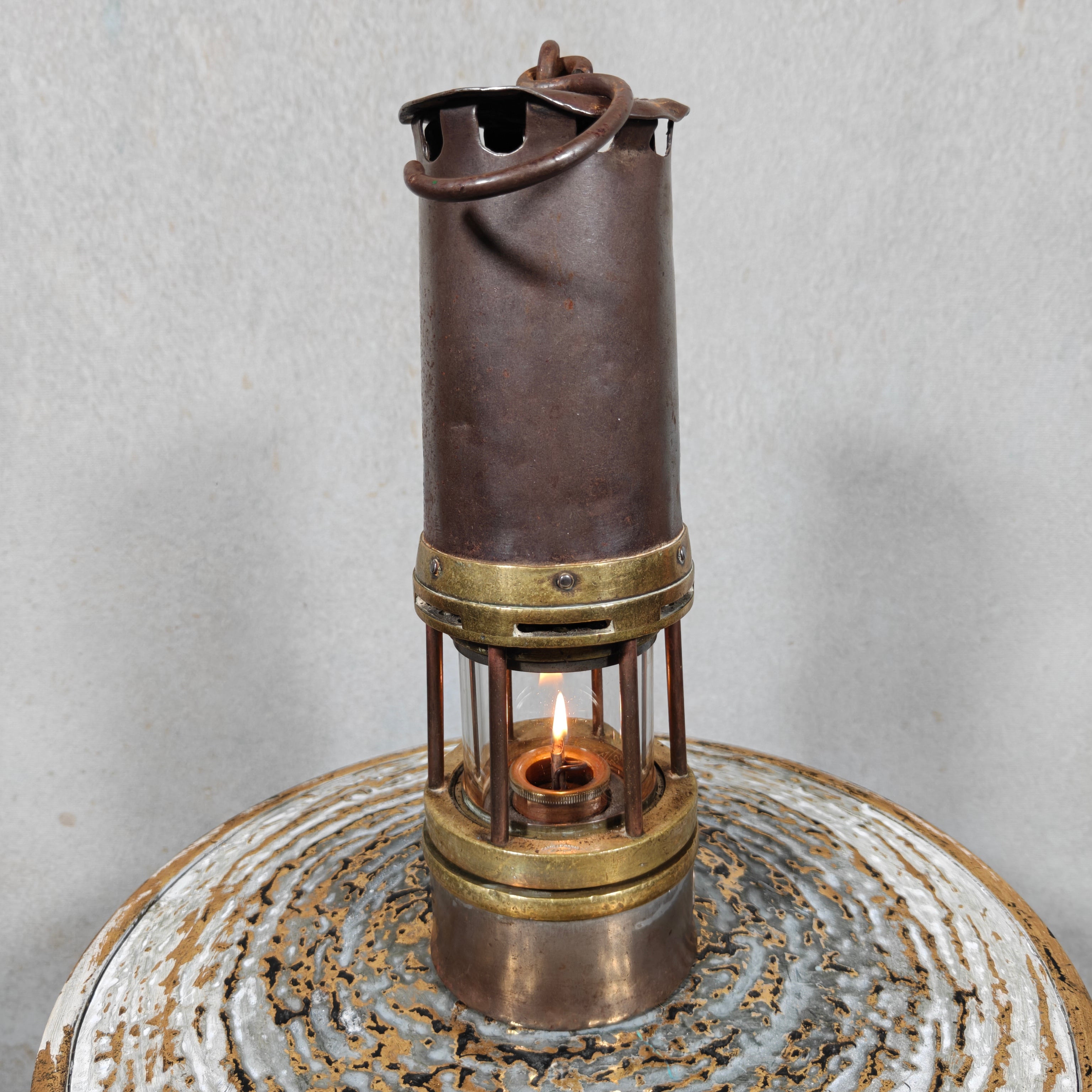 Heavy Belgian Mining Lamp – Camille Cornil Gilly – Early 1900s