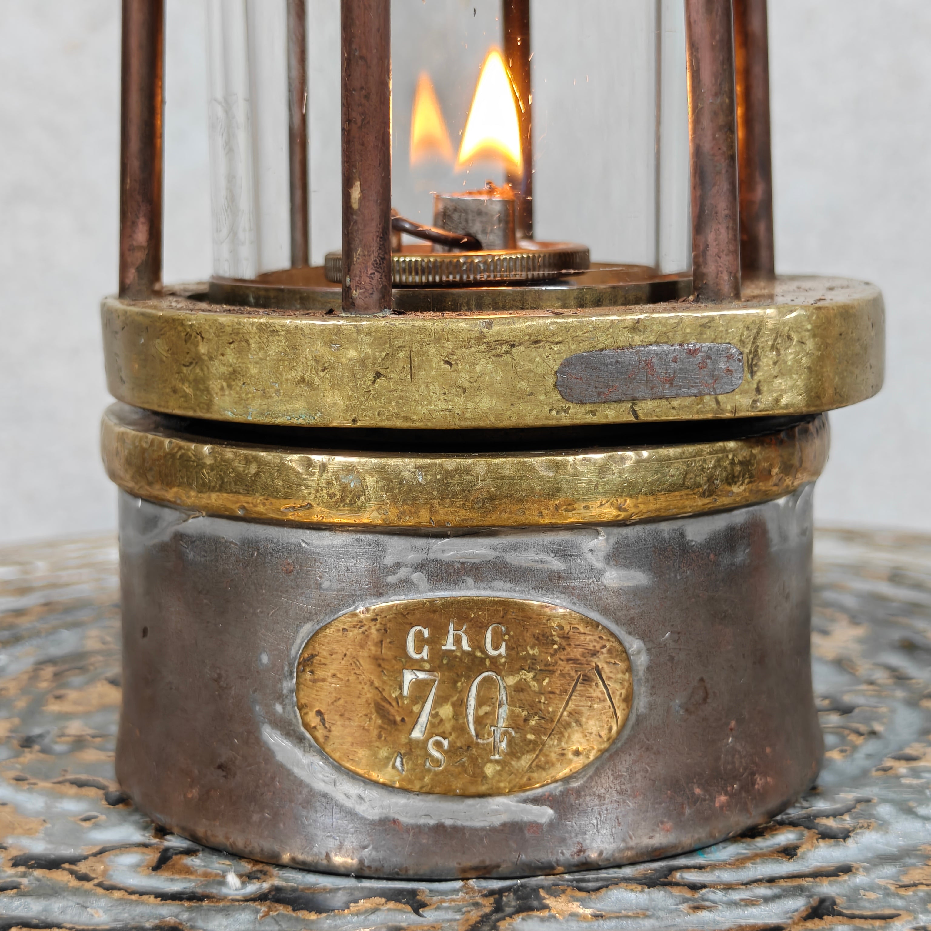 Heavy Belgian Mining Lamp – Camille Cornil Gilly – Early 1900s