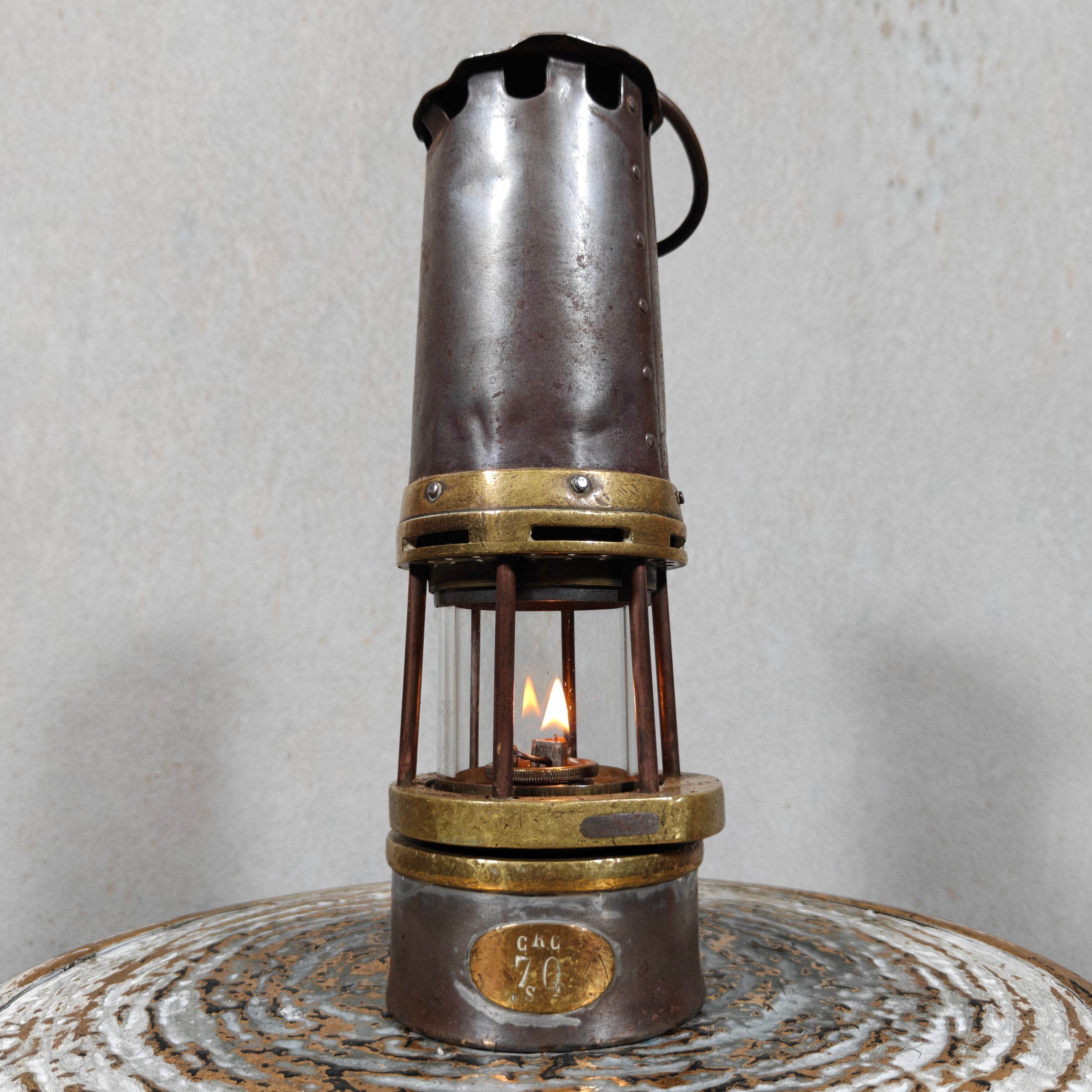 Heavy Belgian Mining Lamp – Camille Cornil Gilly – Early 1900s