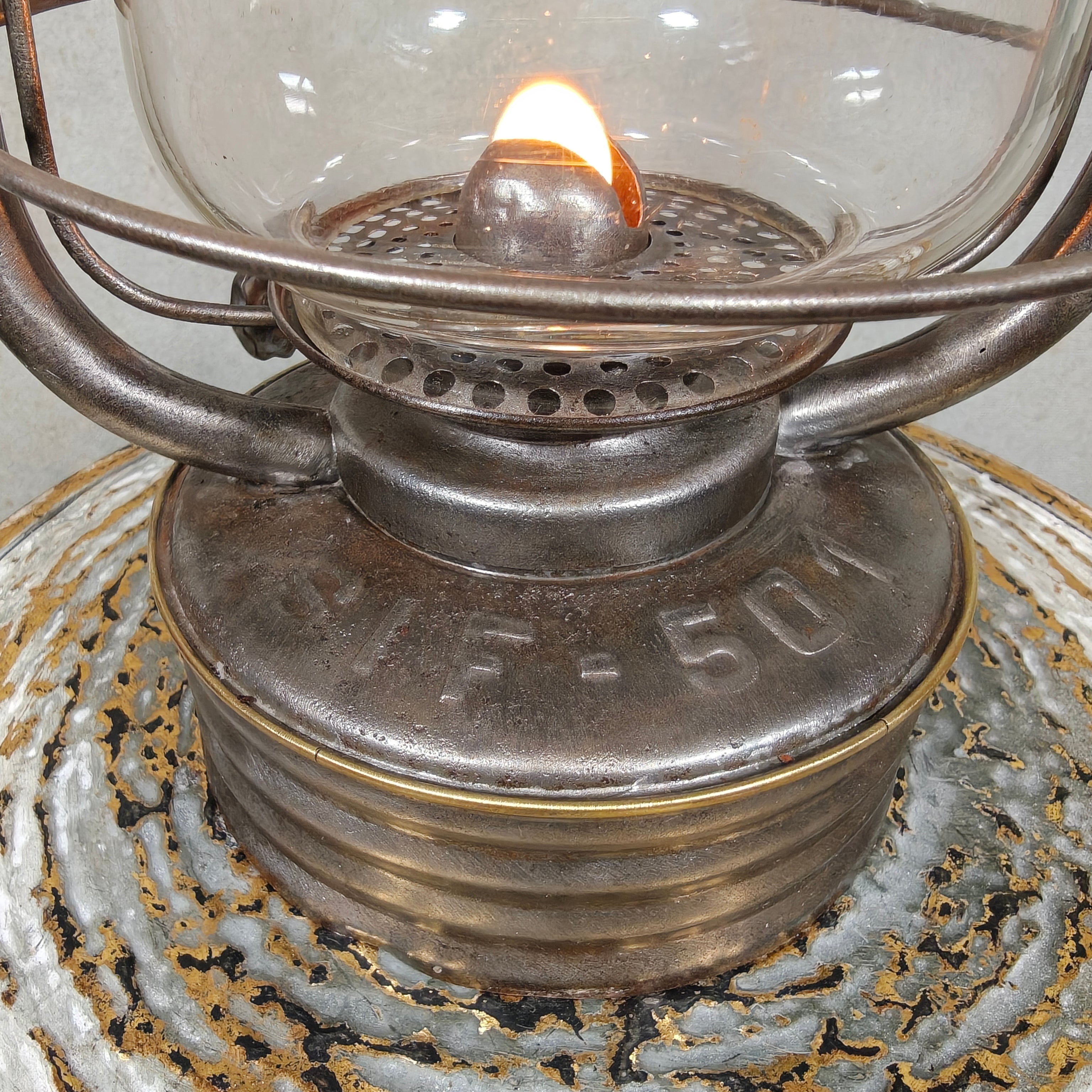 Extremely Rare French SIF 501 Hurricane Lantern – "Brass Version" – 1950s/70s