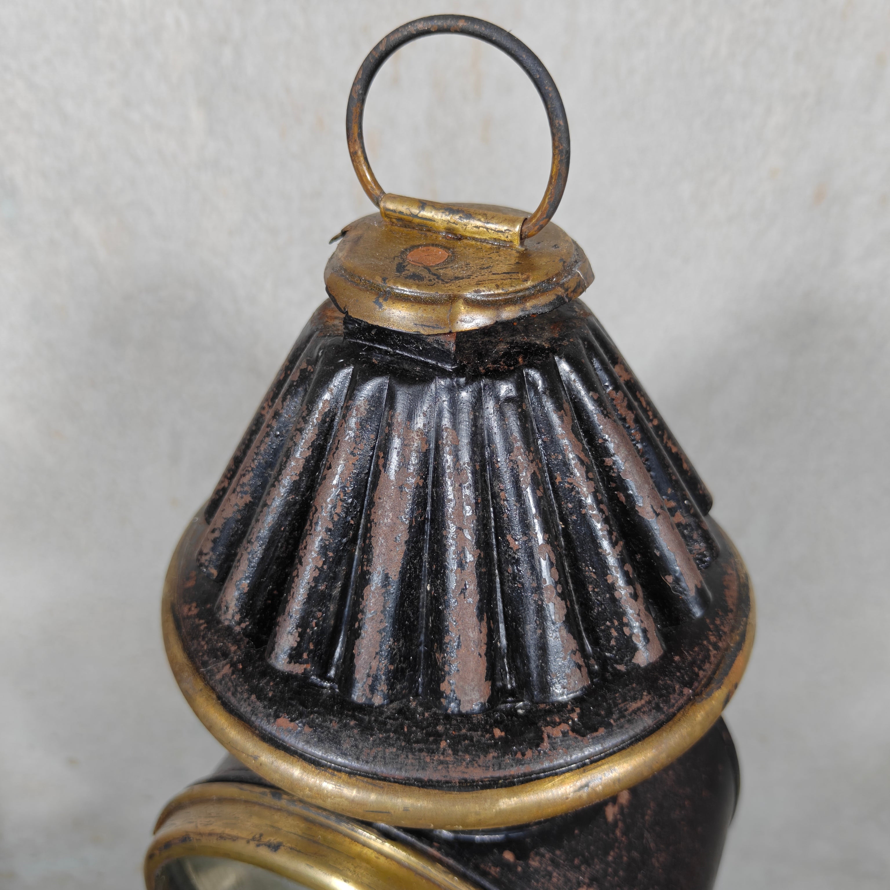 Rare Antique Brass Railway Lamp – Black Finish – ca. 1900