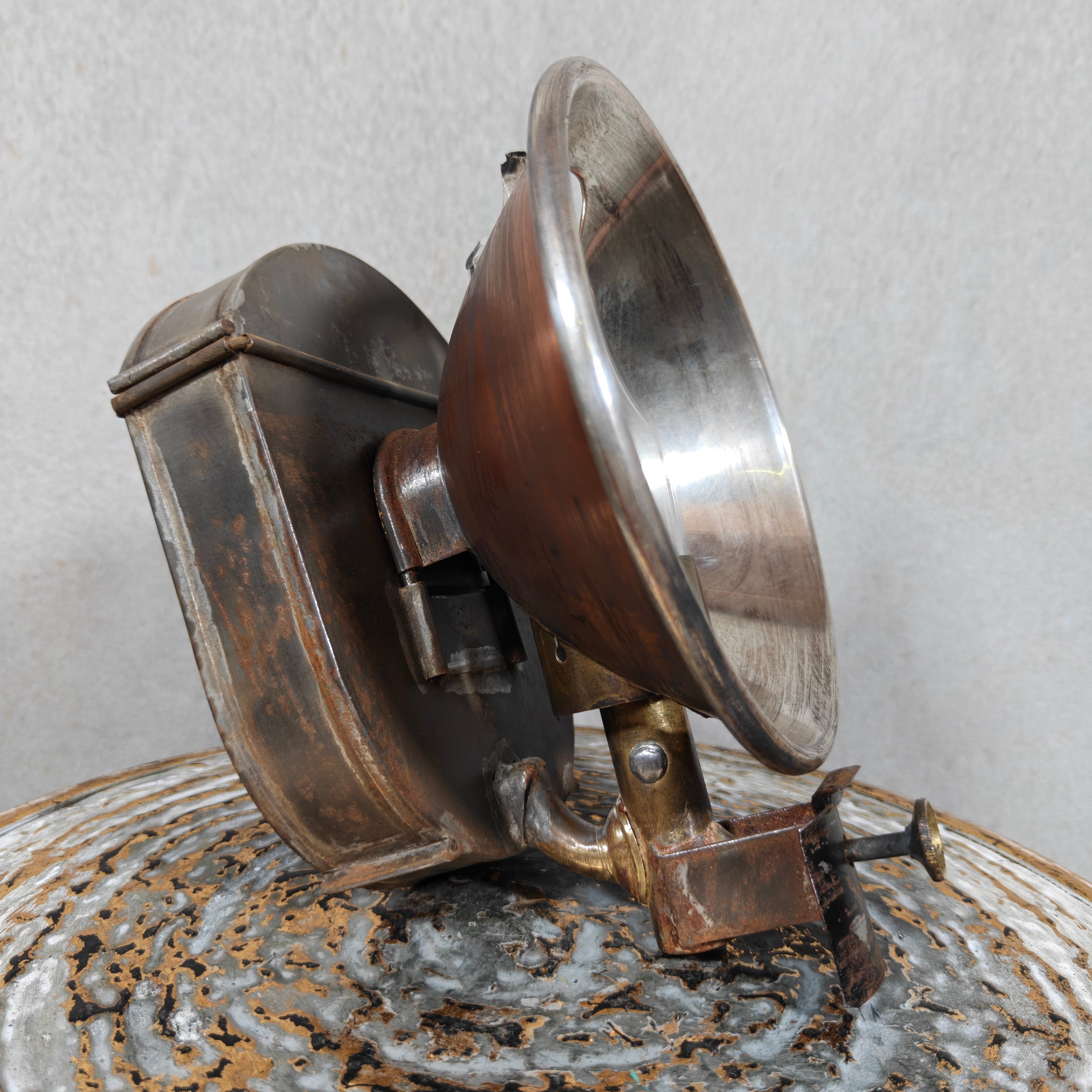 Rare Antique Brass Railway Lamp – Black Finish – ca. 1900