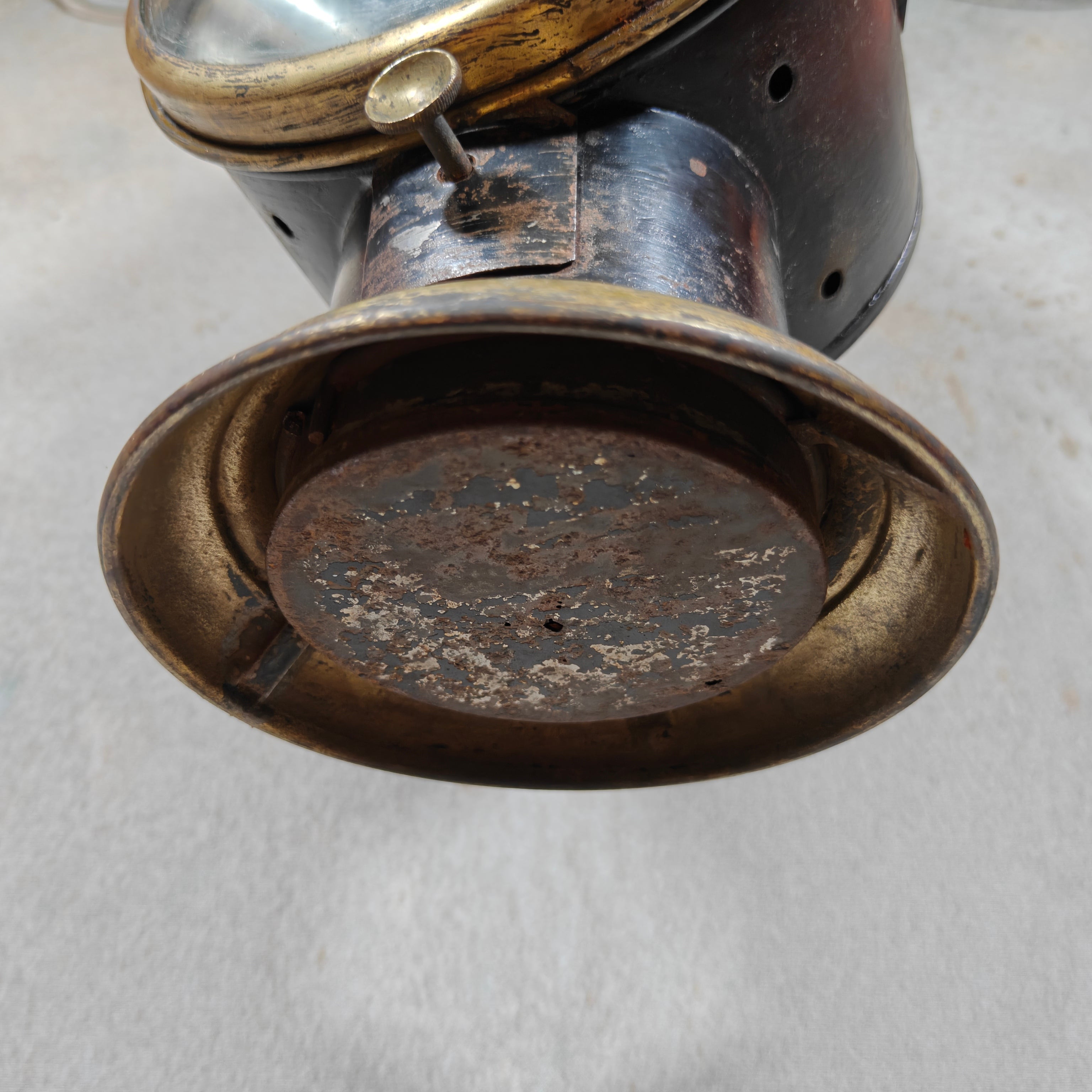 Rare Antique Brass Railway Lamp – Black Finish – ca. 1900