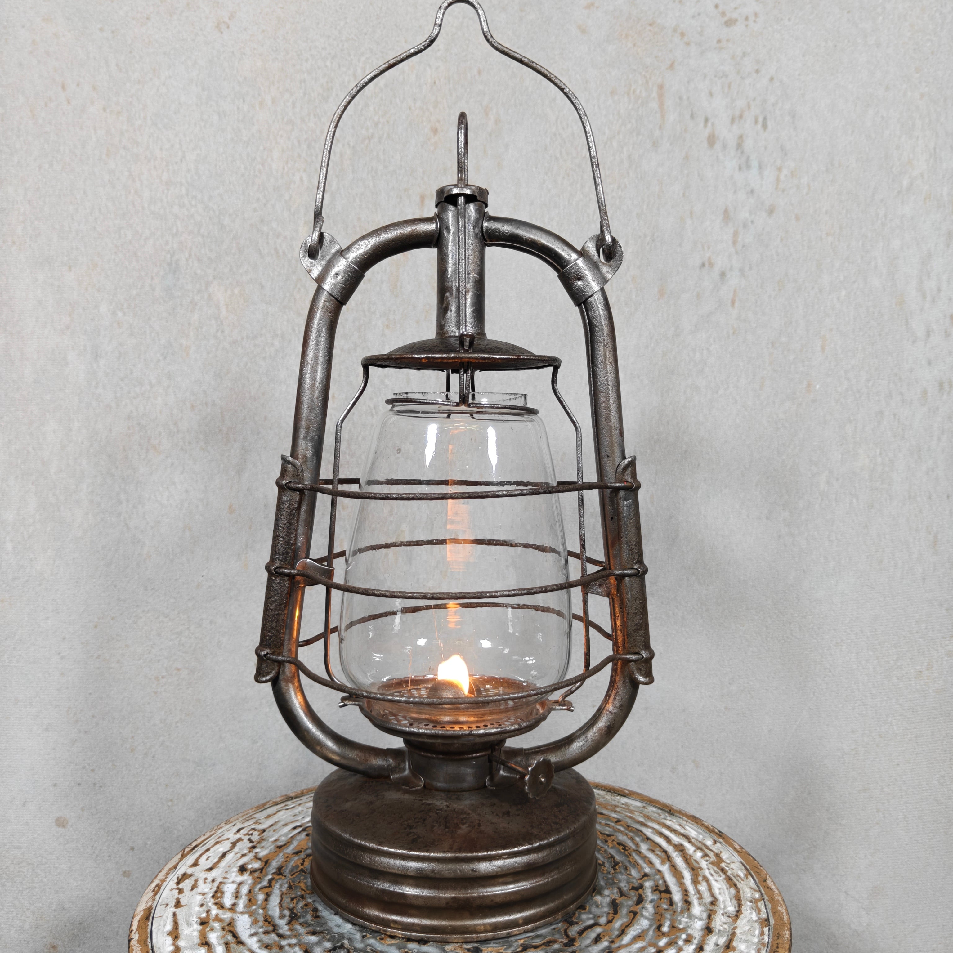 Vintage French ALG No. 2 Hurricane Lantern – Large Antique Oil Lantern 1930s–1950s