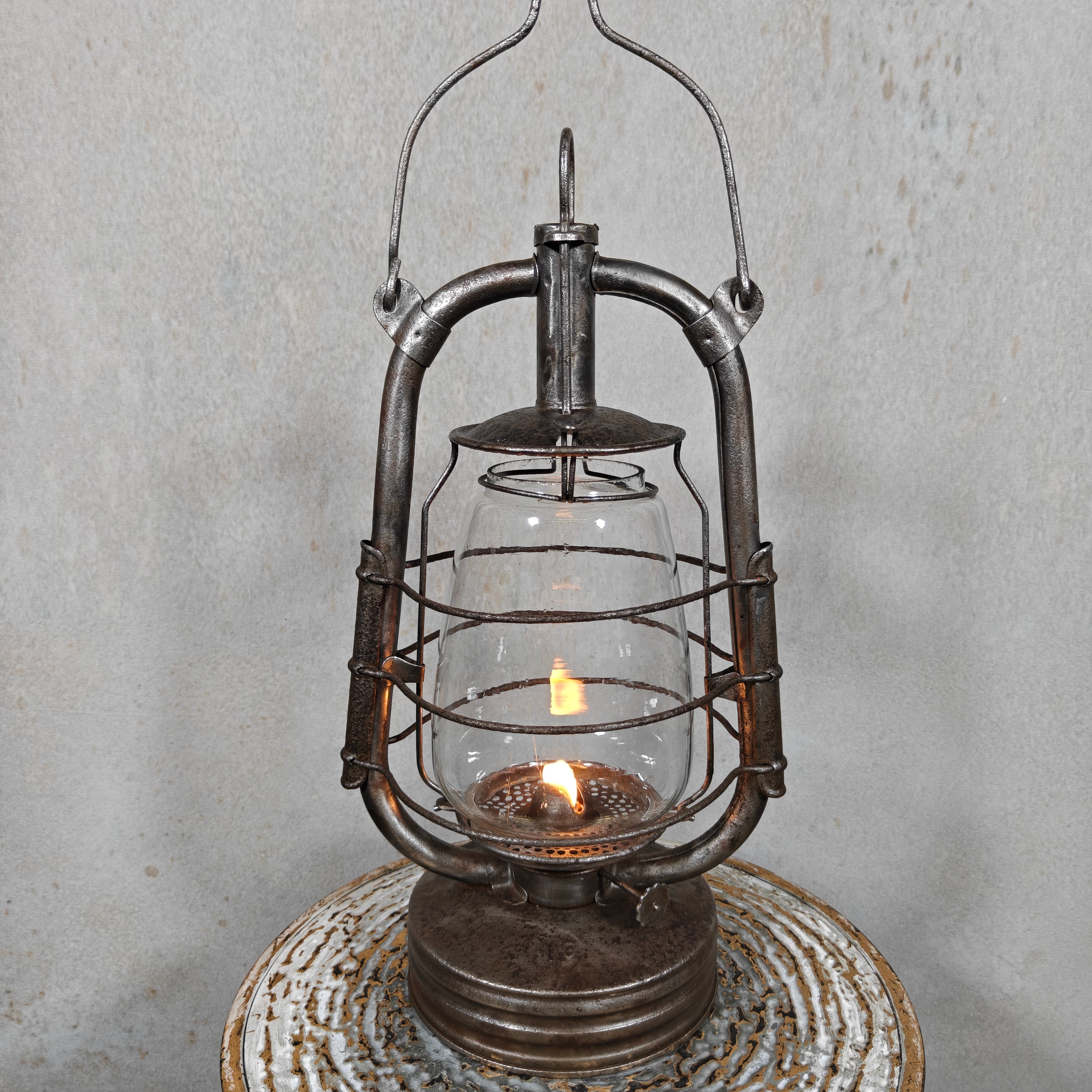 Vintage French ALG No. 2 Hurricane Lantern – Large Antique Oil Lantern 1930s–1950s