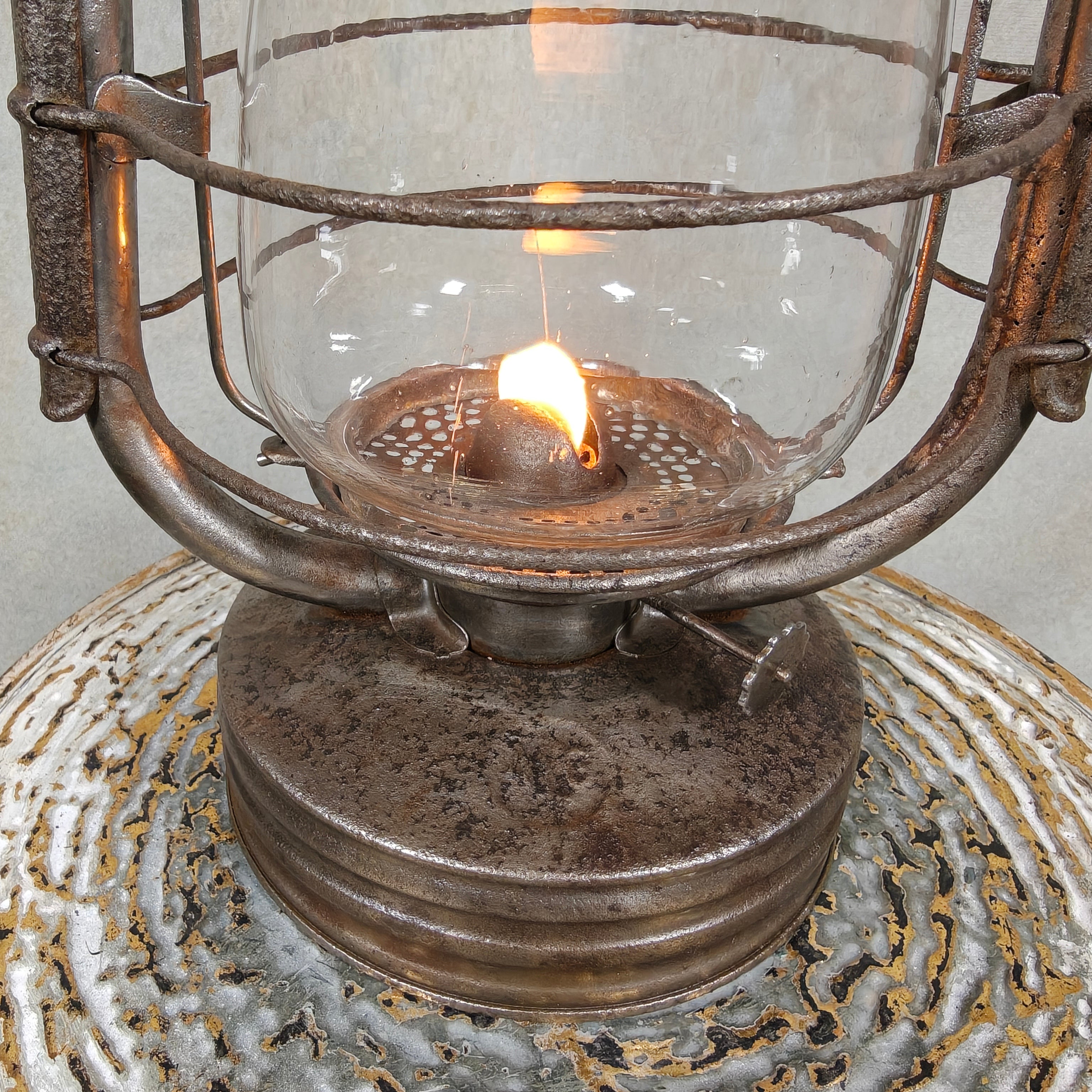 Vintage French ALG No. 2 Hurricane Lantern – Large Antique Oil Lantern 1930s–1950s