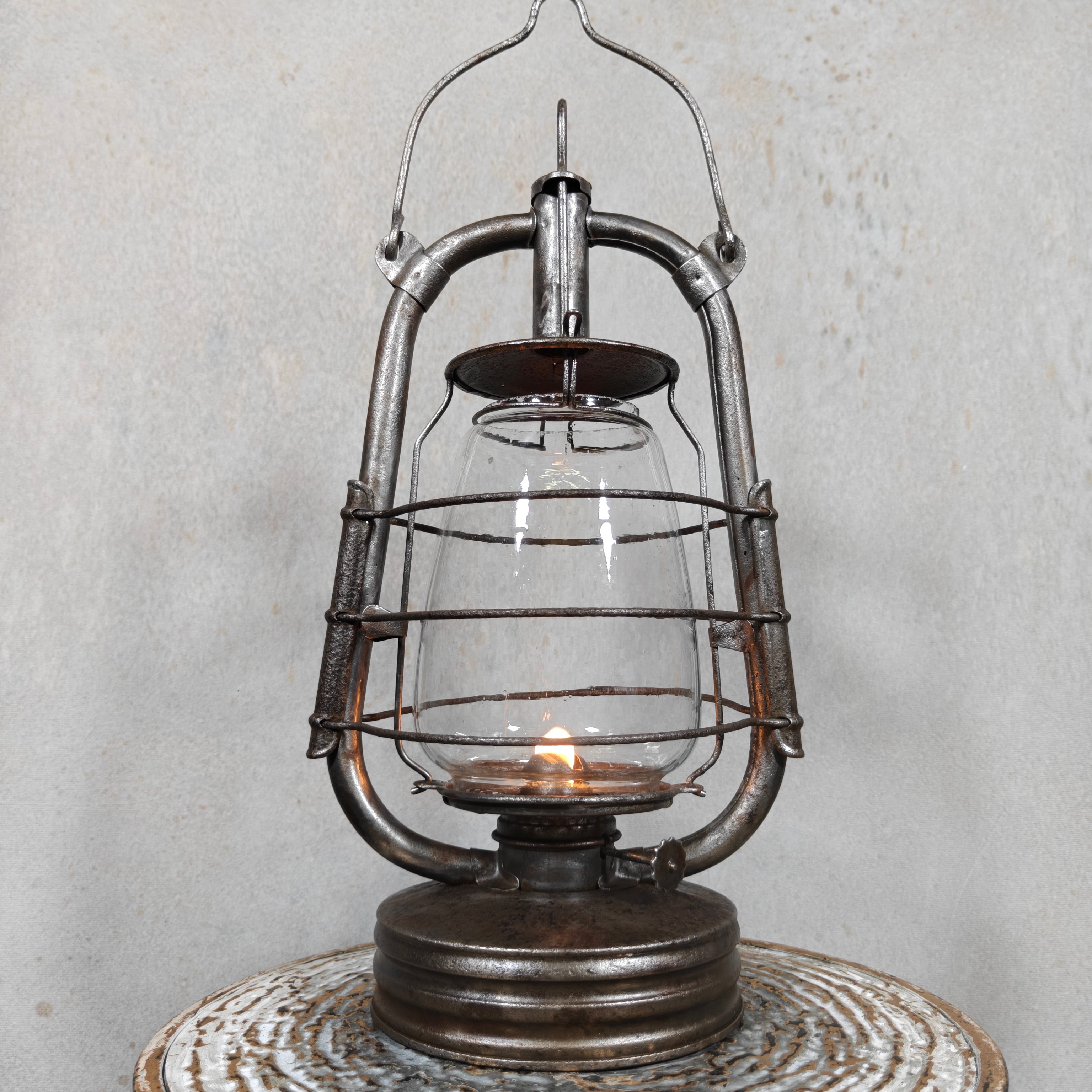 Vintage French ALG No. 2 Hurricane Lantern – Large Antique Oil Lantern 1930s–1950s
