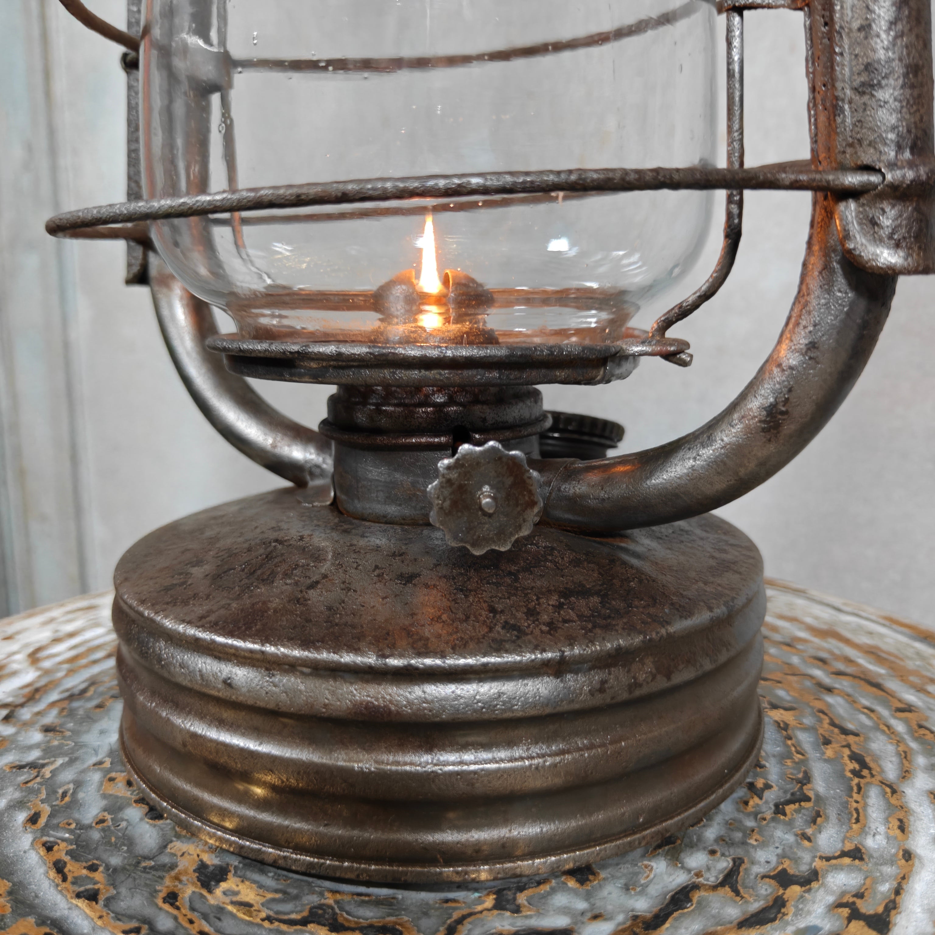 Vintage French ALG No. 2 Hurricane Lantern – Large Antique Oil Lantern 1930s–1950s