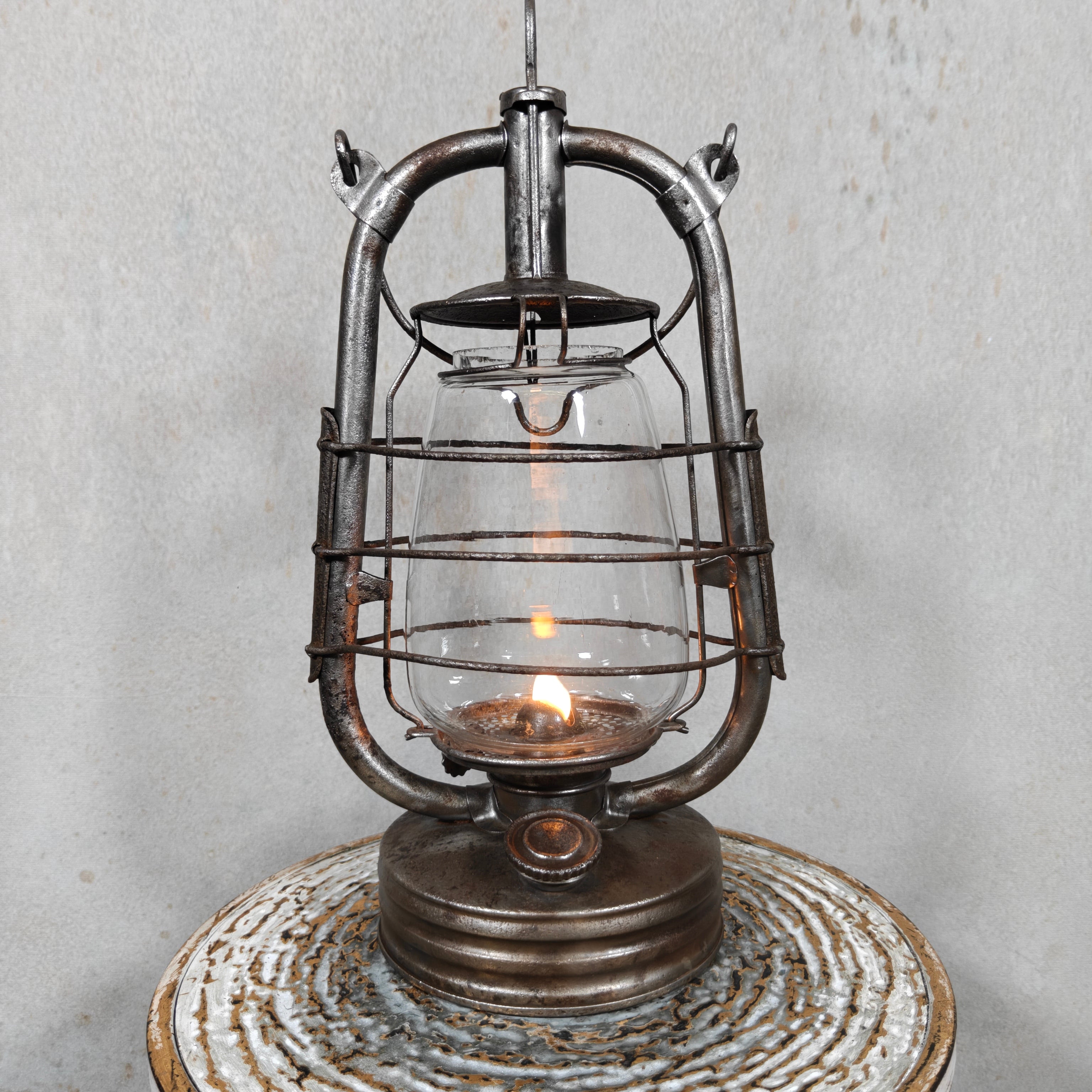 Vintage French ALG No. 2 Hurricane Lantern – Large Antique Oil Lantern 1930s–1950s