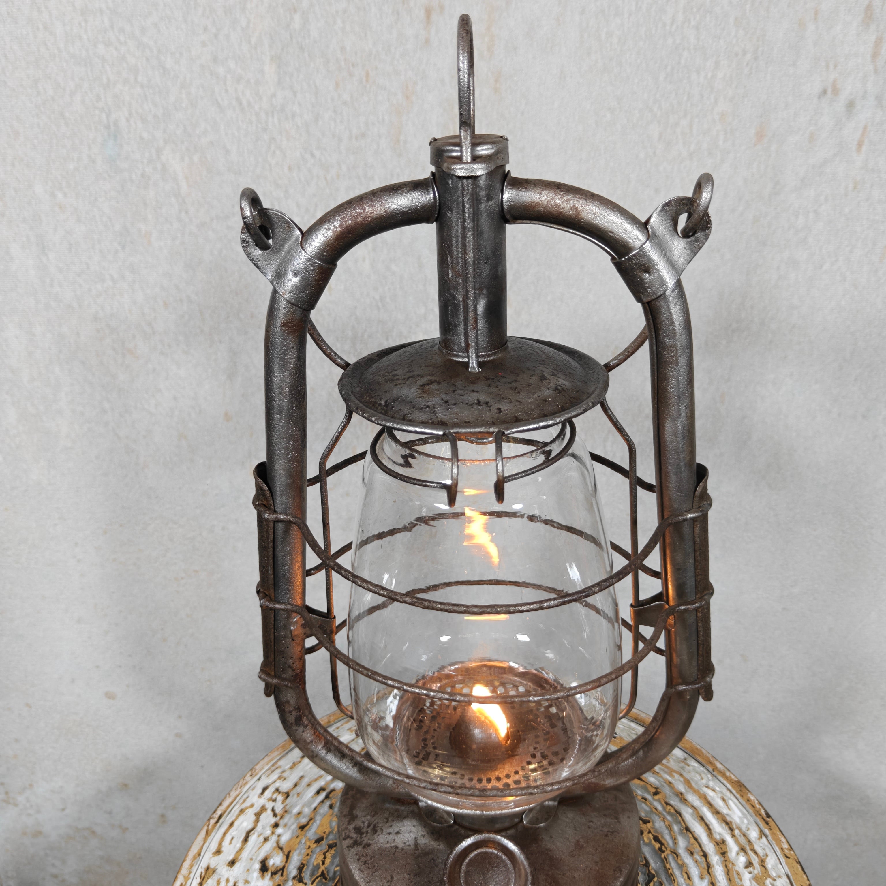 Vintage French ALG No. 2 Hurricane Lantern – Large Antique Oil Lantern 1930s–1950s