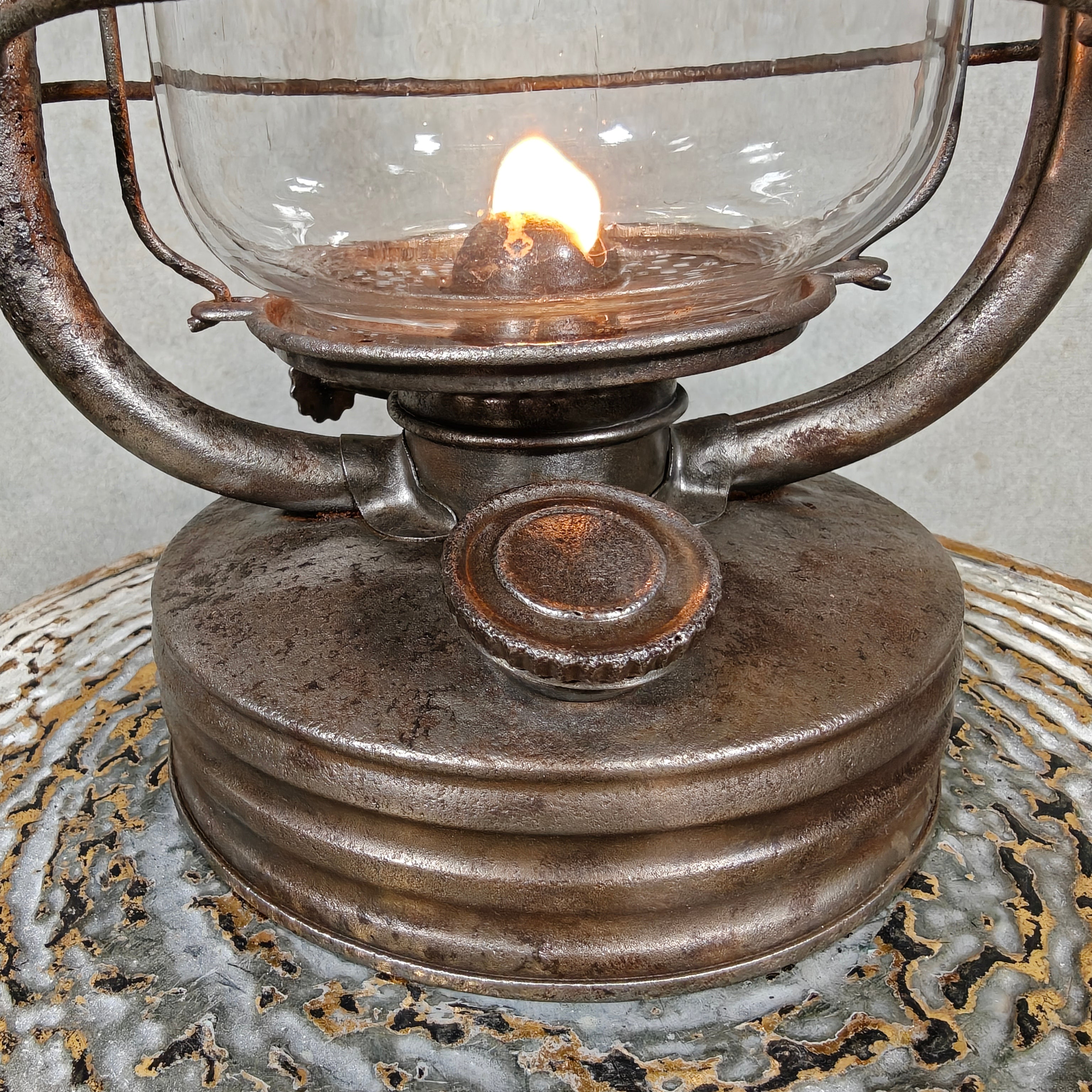 Vintage French ALG No. 2 Hurricane Lantern – Large Antique Oil Lantern 1930s–1950s