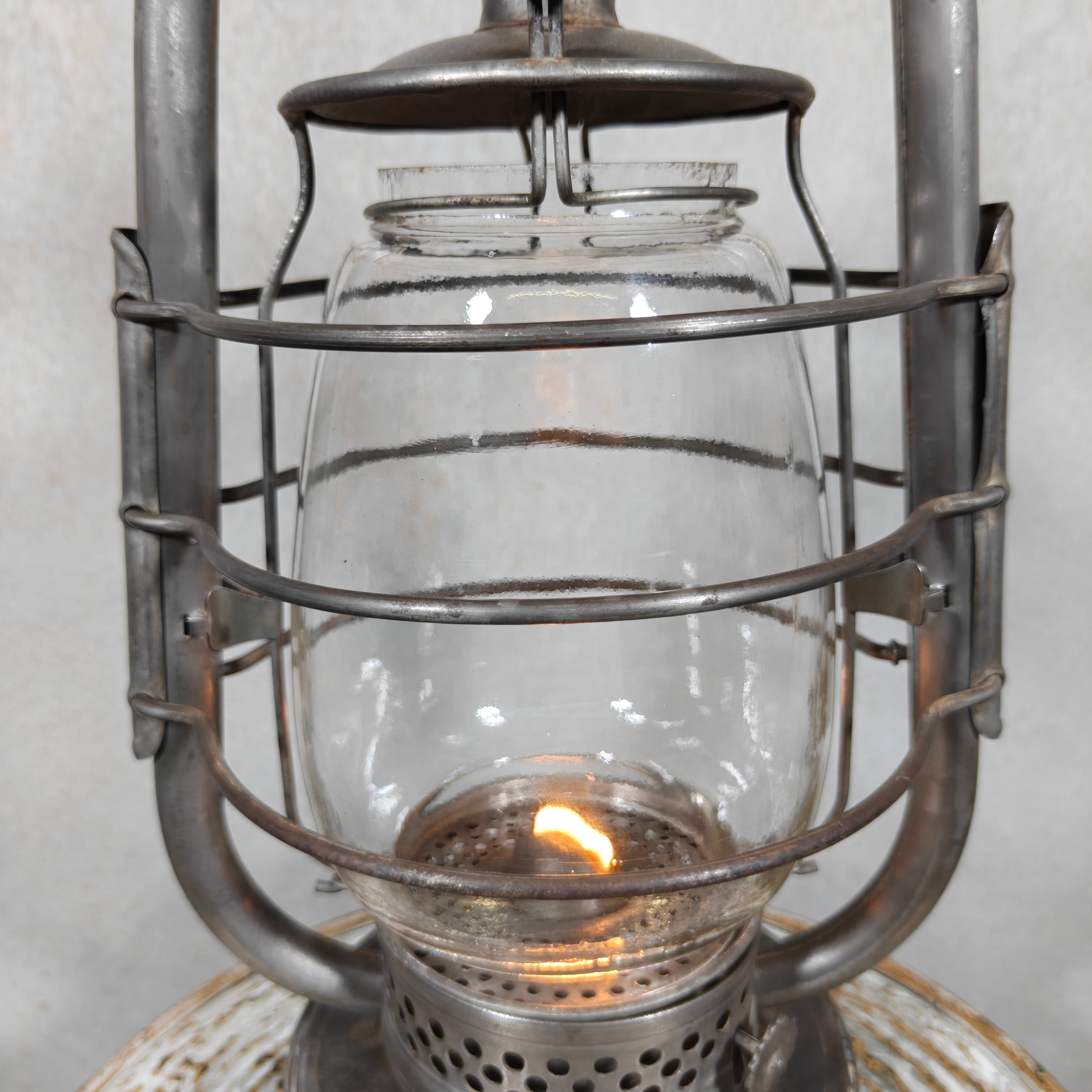 Rare 1930s French ALG Marine Hurricane Lantern – Large Antique Oil Lantern with Early Details