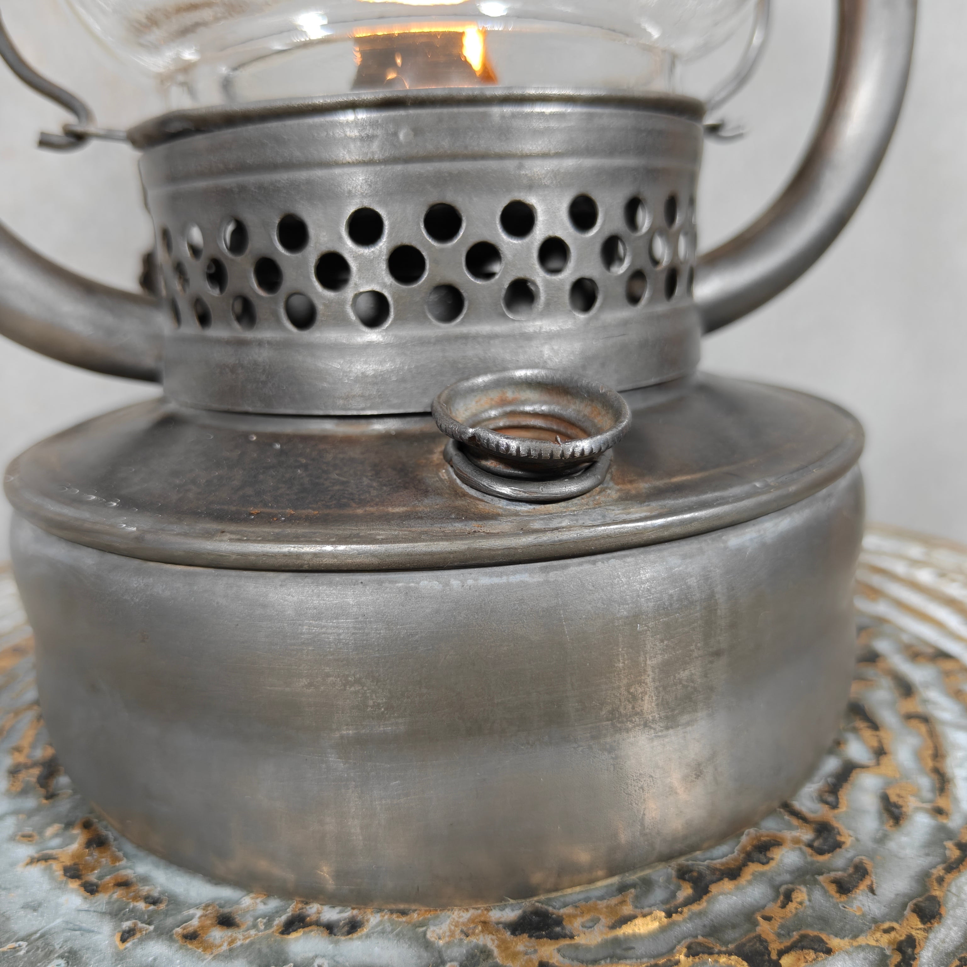 Rare 1930s French ALG Marine Hurricane Lantern – Large Antique Oil Lantern with Early Details
