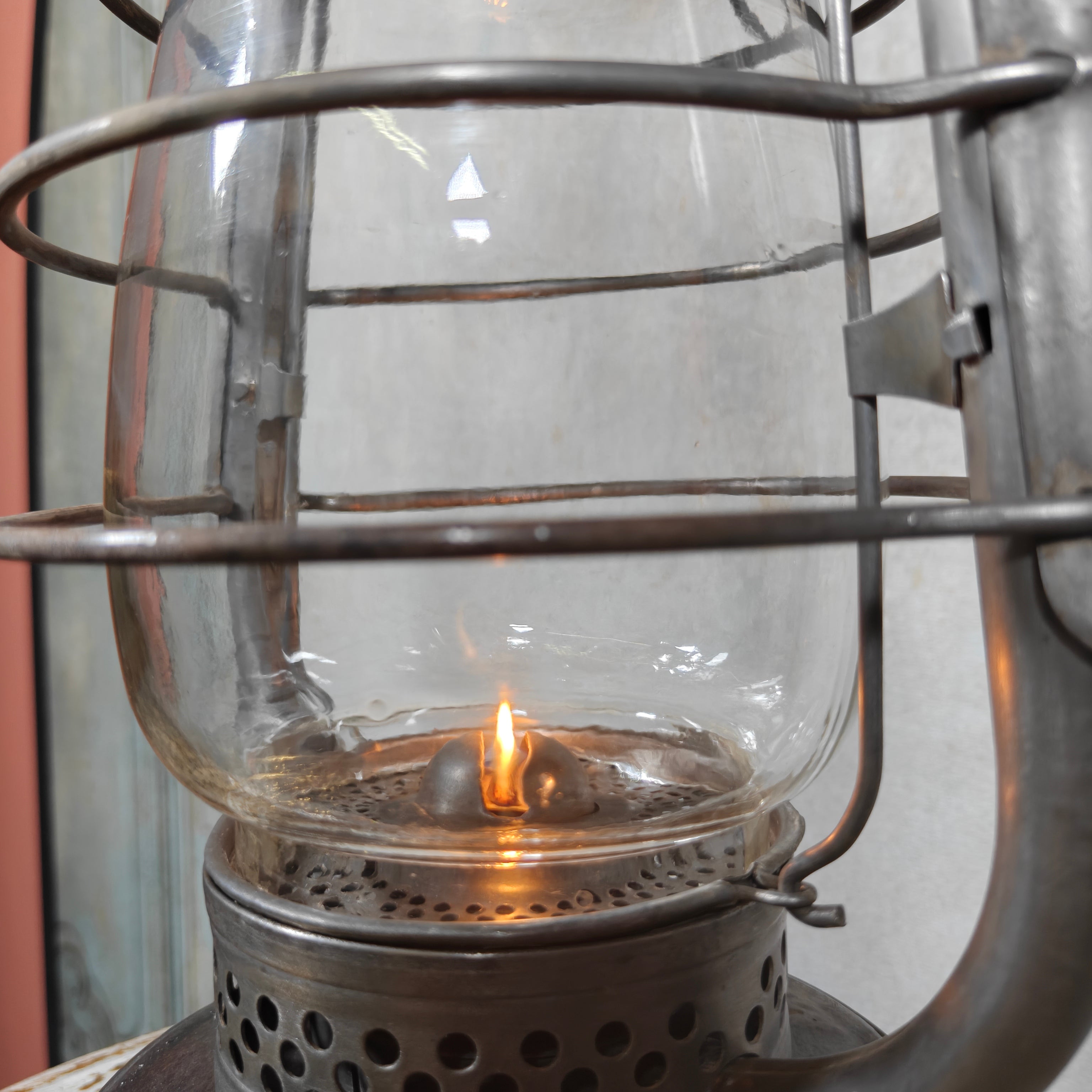 Rare 1930s French ALG Marine Hurricane Lantern – Large Antique Oil Lantern with Early Details